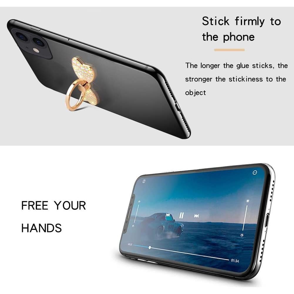 Soporte para teléfono celular Cavdycidy mariposa oro brillante