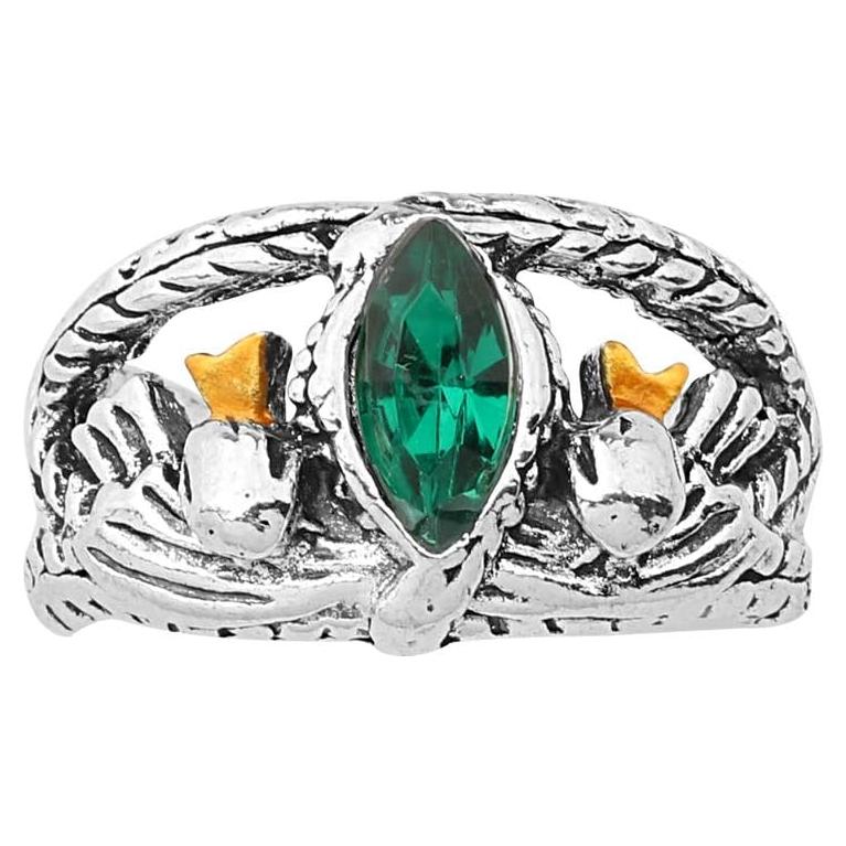 Anillo de Piedra Verde Aragon KEYCHIN Estilo Gótico Talla 8-11