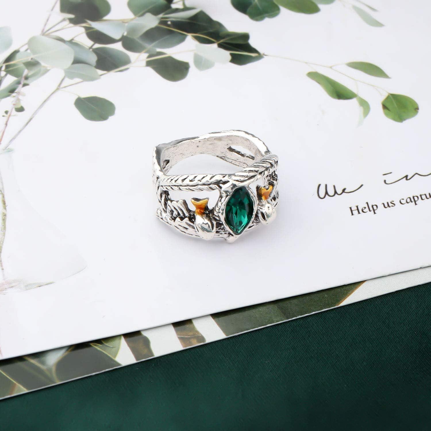 Anillo de Piedra Verde Aragon KEYCHIN Estilo Gótico Talla 8-11