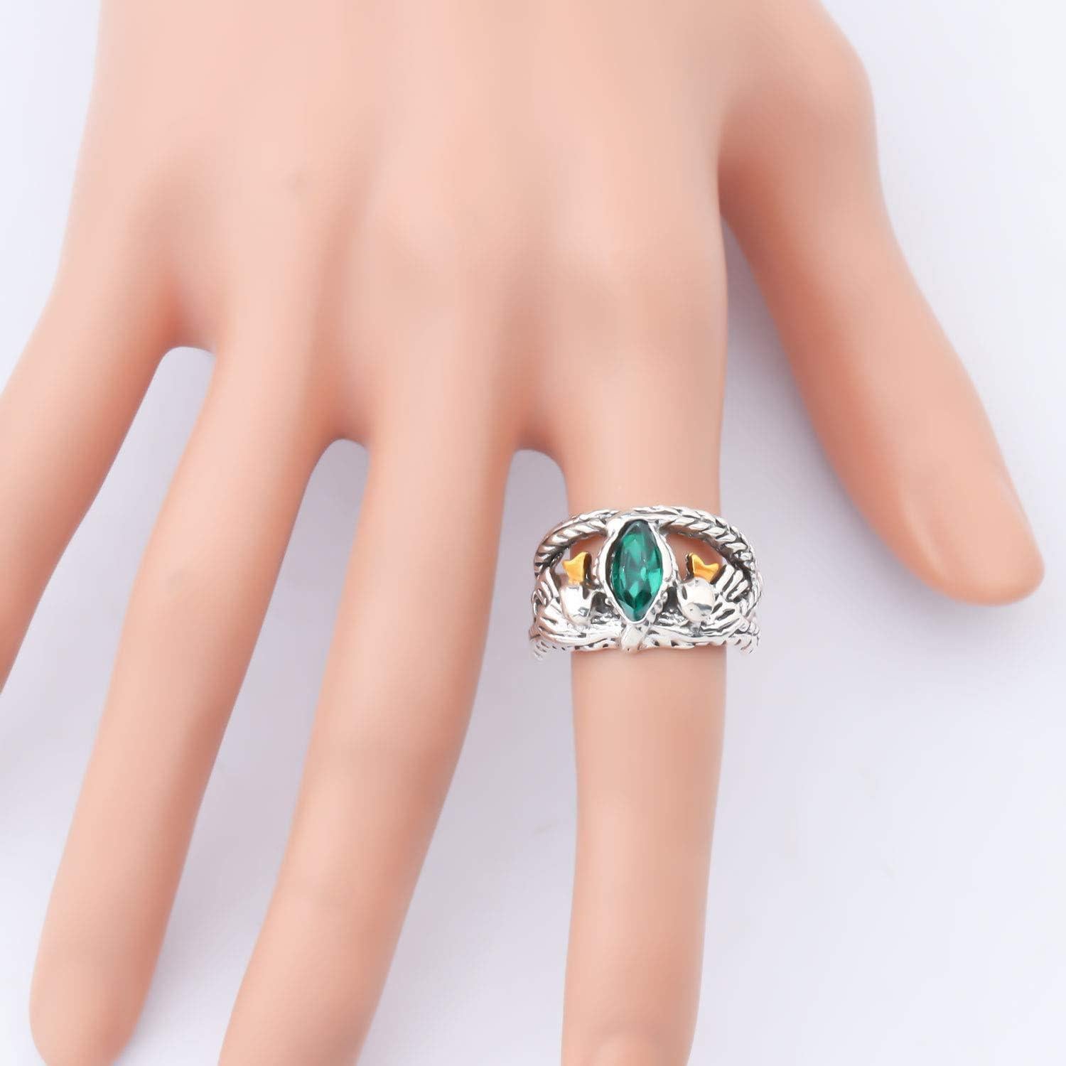 Anillo de Piedra Verde Aragon KEYCHIN Estilo Gótico Talla 8-11