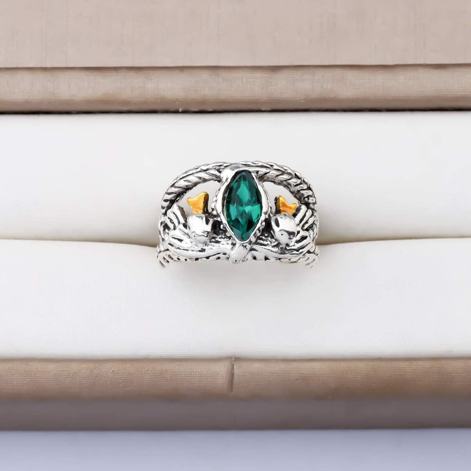 Anillo de Piedra Verde Aragon KEYCHIN Estilo Gótico Talla 8-11