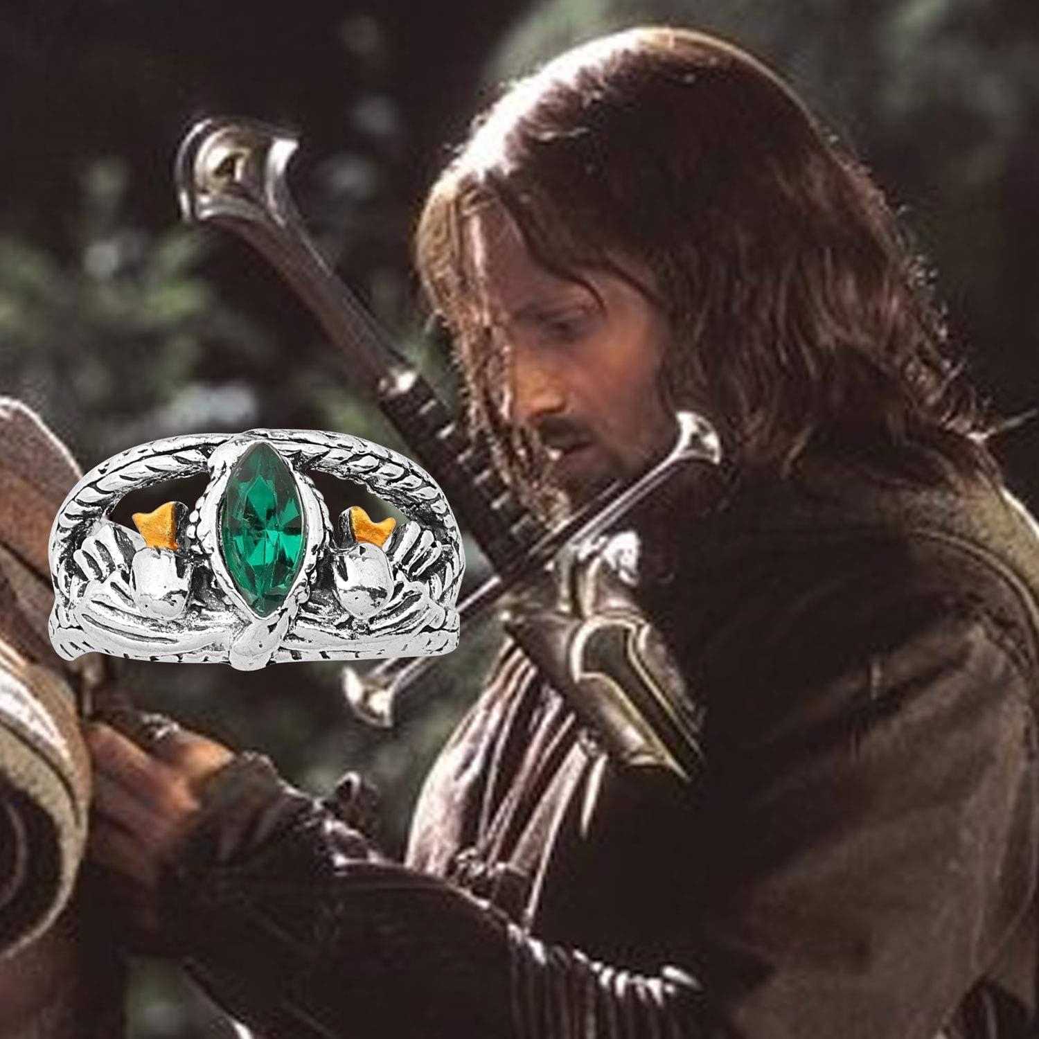 Anillo de Piedra Verde Aragon KEYCHIN Estilo Gótico Talla 8-11