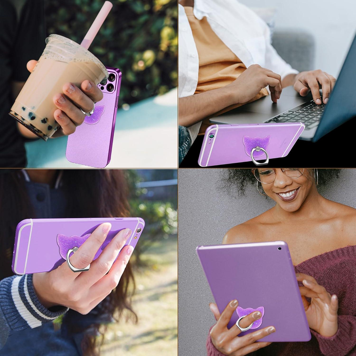 Soporte de Anillo para Teléfono TACOMEGE Gato Púrpura