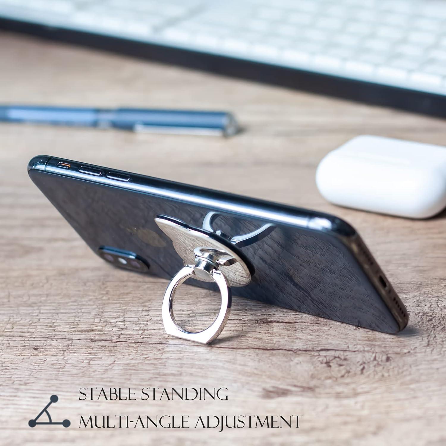 Soporte de Anillo para Teléfono Móvil Wansurs 360° Plata - 2 Paquetes