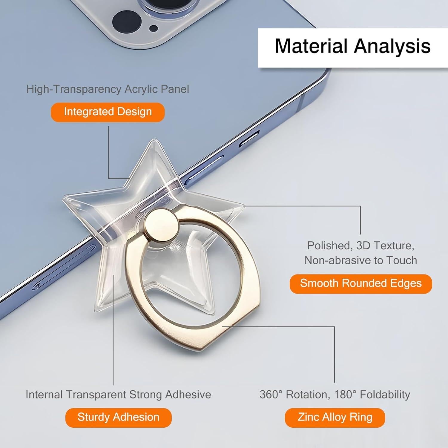 Soporte para anillo de dedo Wansurs transparente 360° ajustable