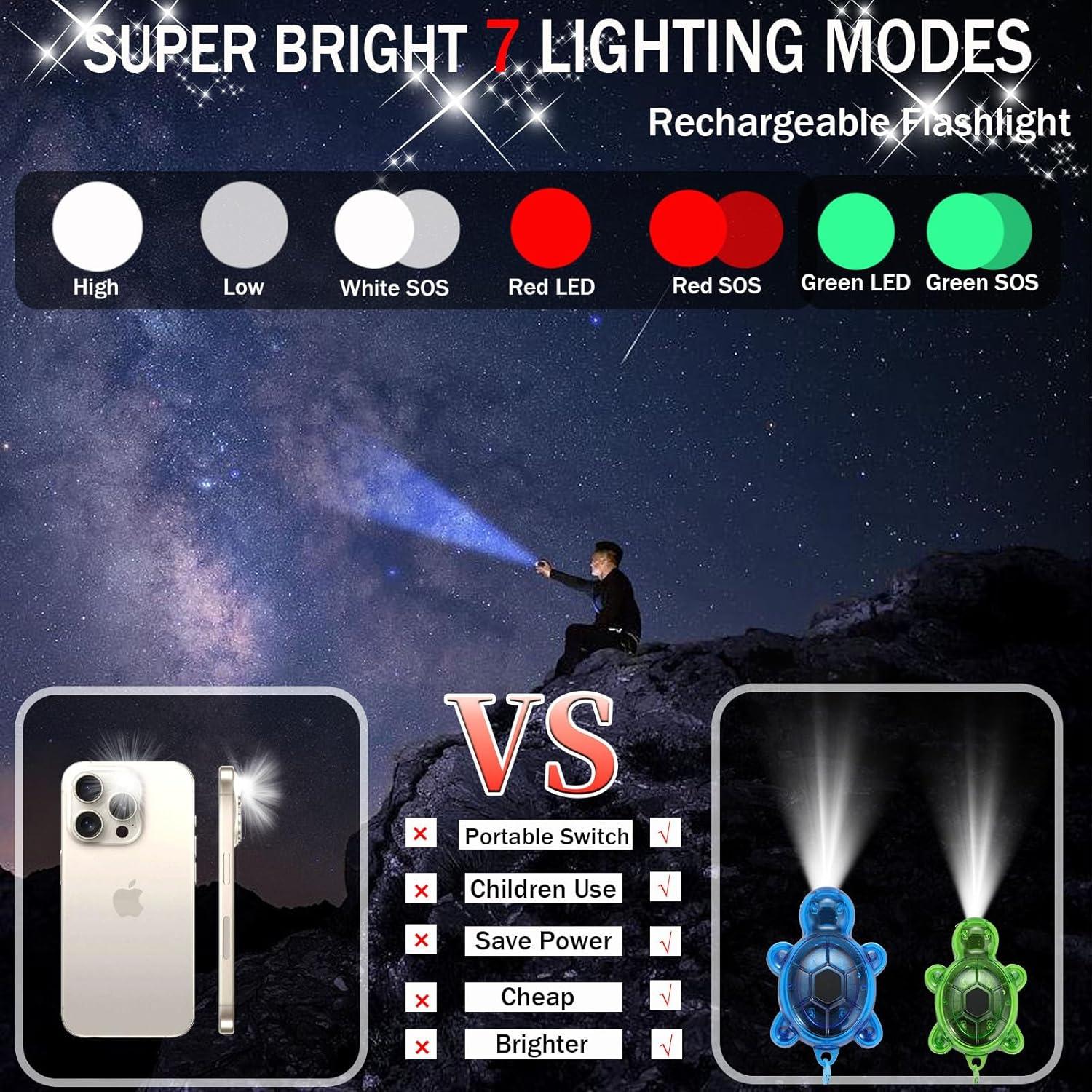 Juego de 3 Linternas de Llavero Tortuga LED Recargables