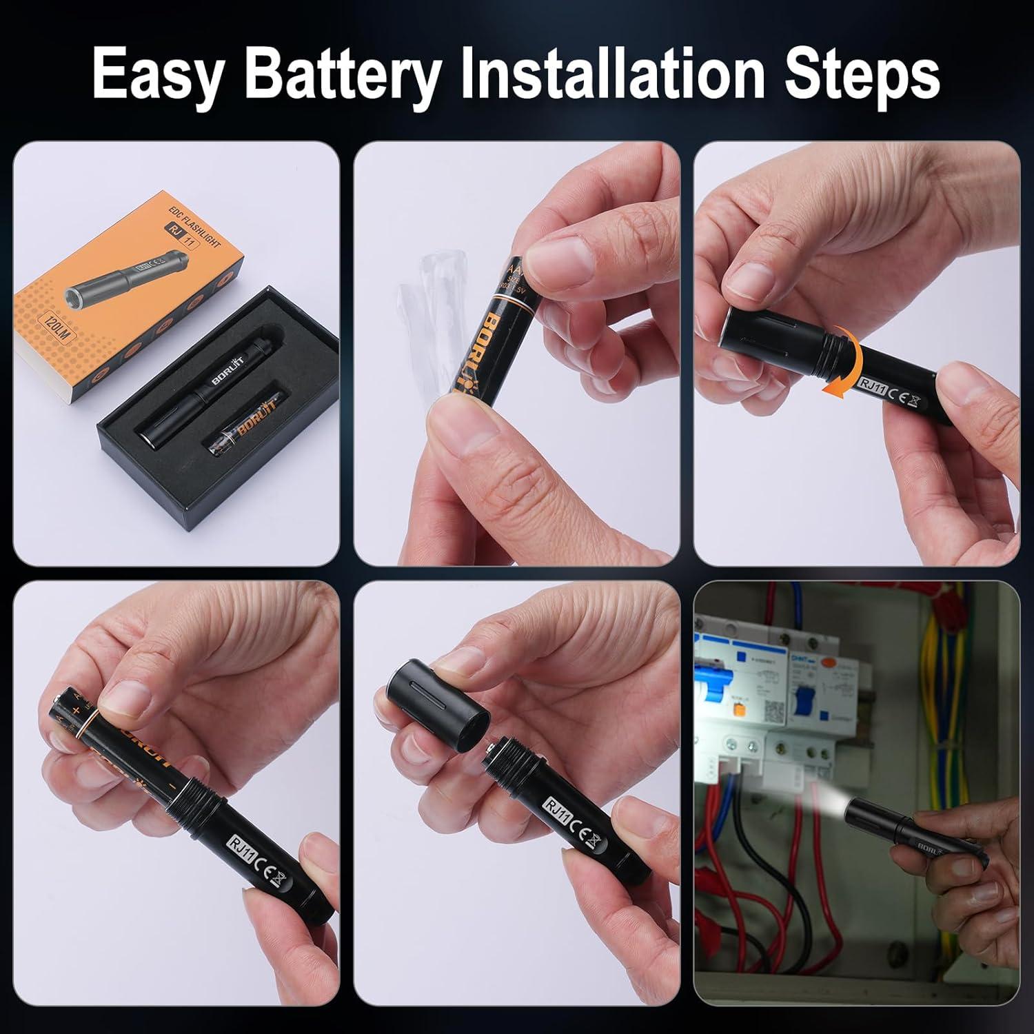 Linterna de Llavero BORUIT RJ11 LED Compacta AAA IP67