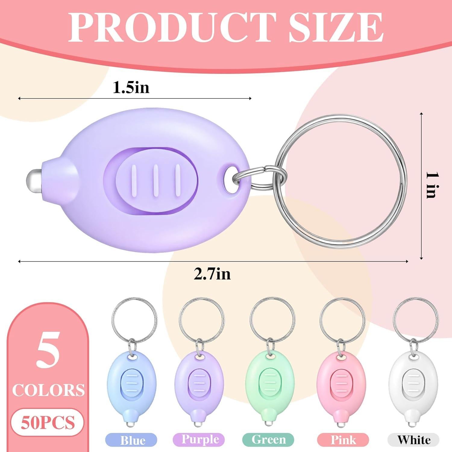 Linterna LED Mini de Llavero VIHOSE - 50 Pcs, 5 Colores