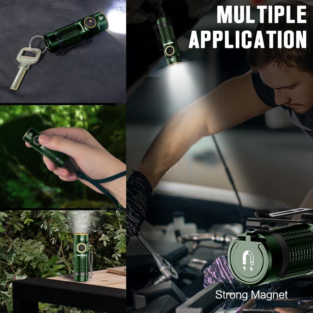 Linterna Recargable NICRON C1 EDC 1200 Lúmenes IPX8 Portátil