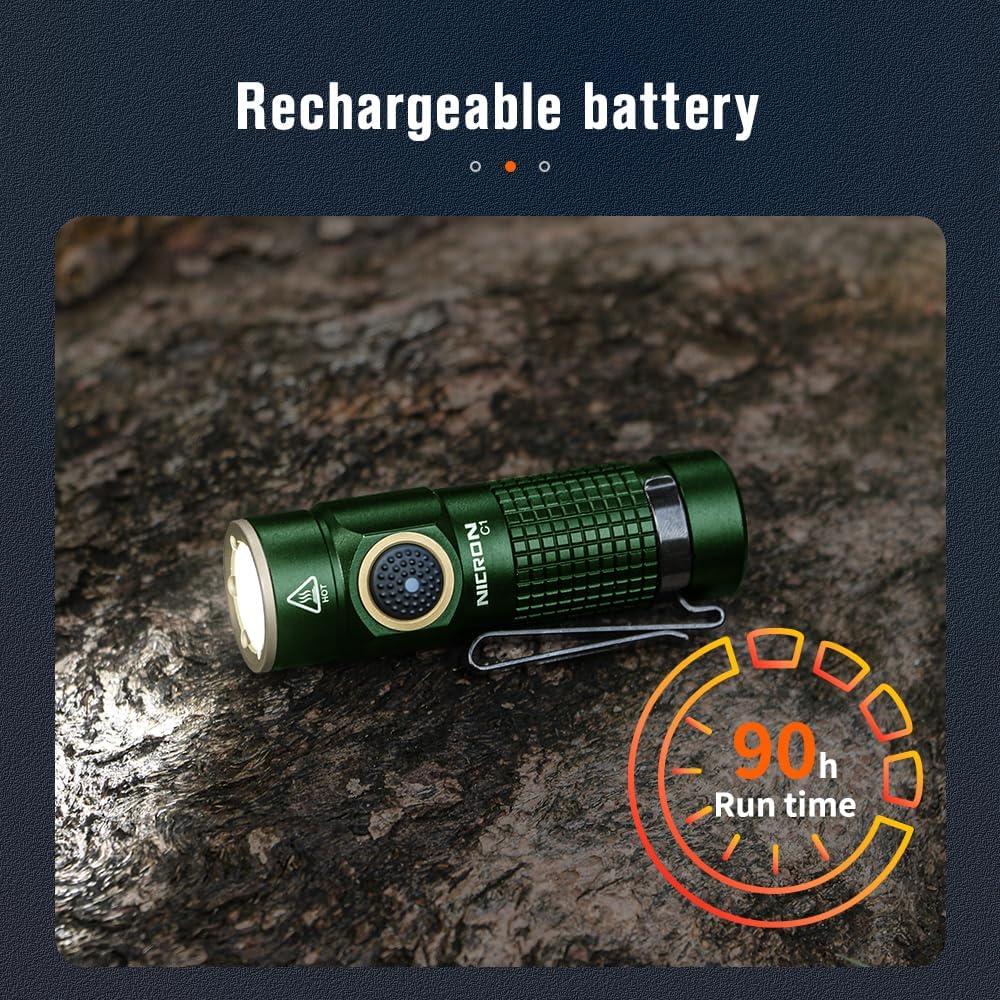 Linterna Recargable NICRON C1 EDC 1200 Lúmenes IPX8 Portátil