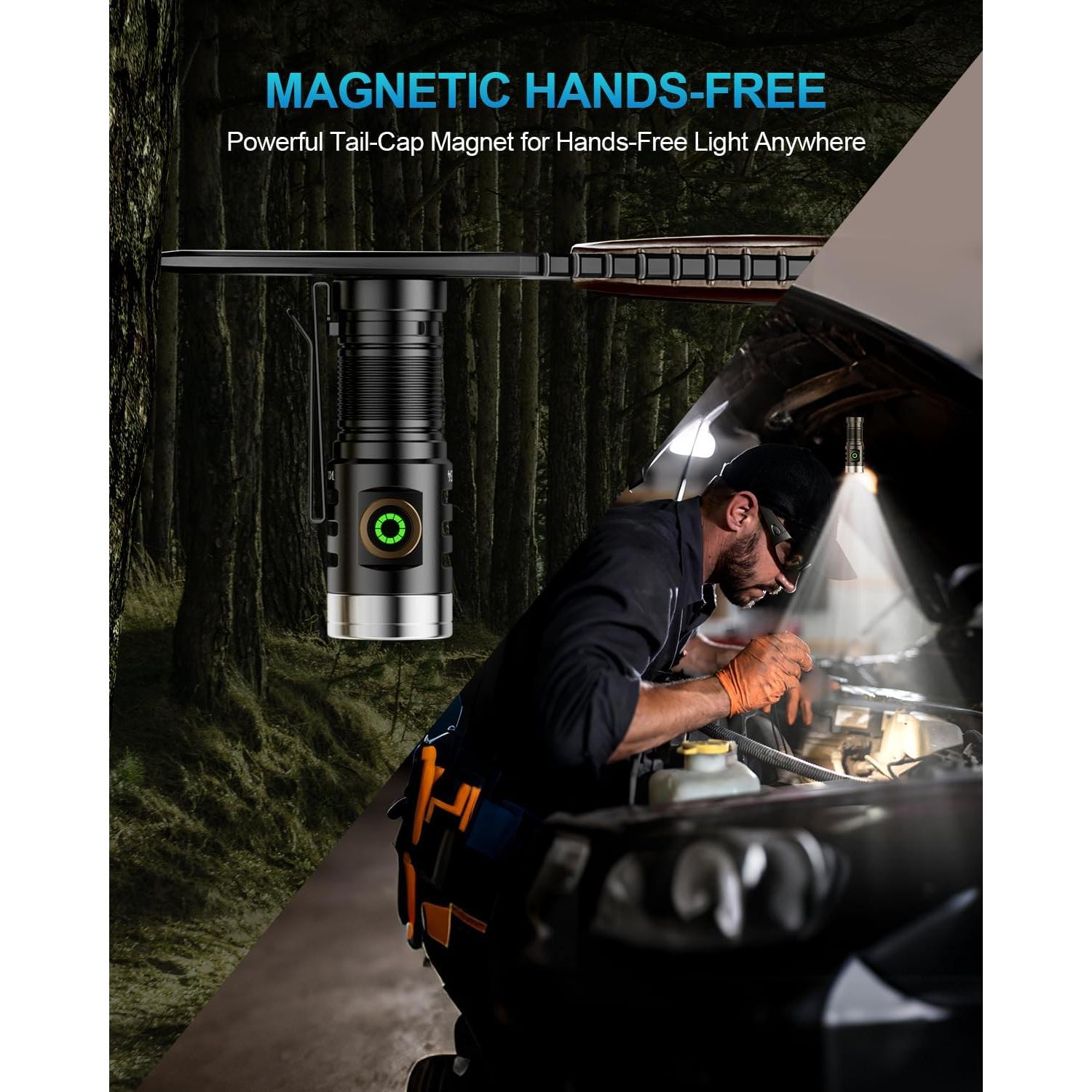 Linterna EDC Recargable VOLISABER 1600 Lúmenes IP68 5 Modos