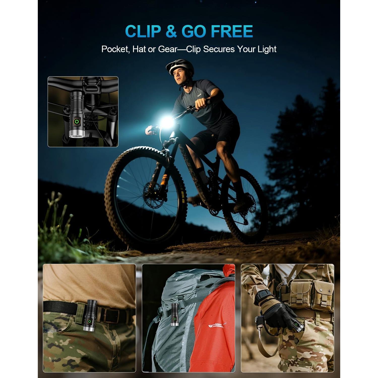 Linterna EDC Recargable VOLISABER 1600 Lúmenes IP68 5 Modos