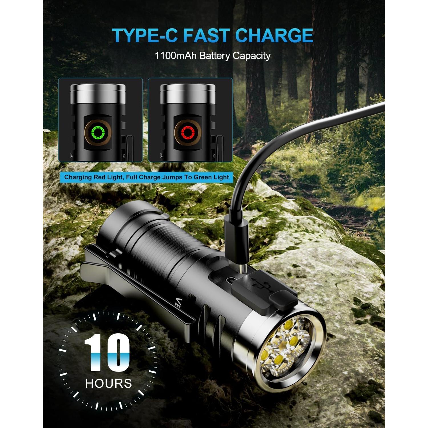 Linterna EDC Recargable VOLISABER 1600 Lúmenes IP68 5 Modos