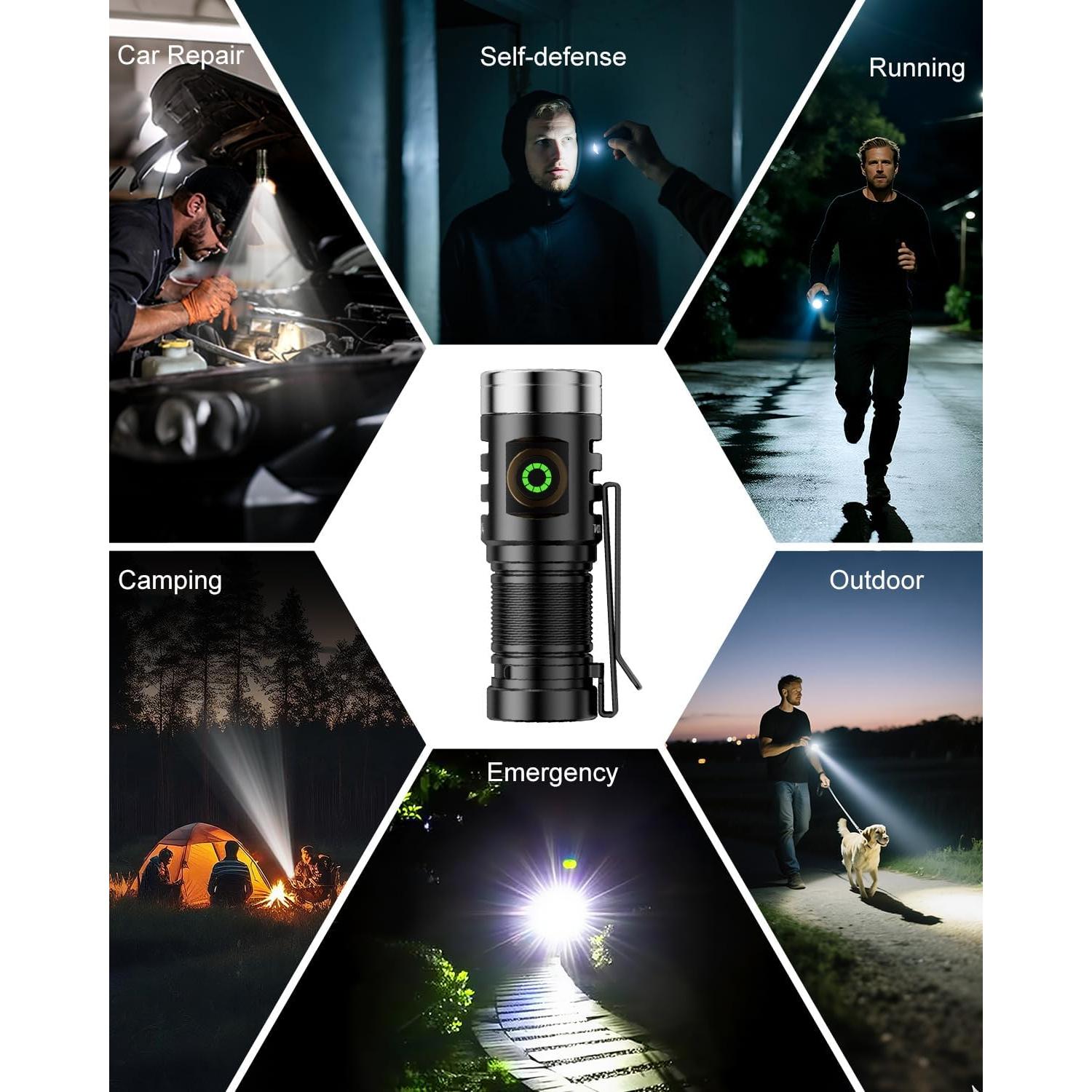 Linterna EDC Recargable VOLISABER 1600 Lúmenes IP68 5 Modos