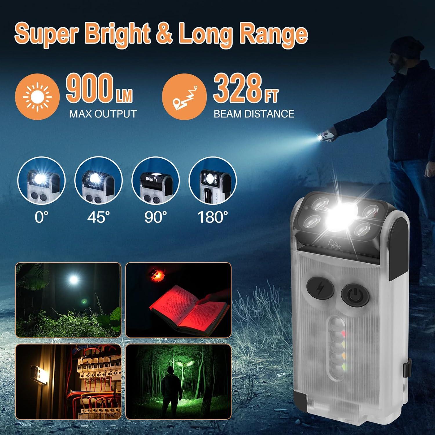 Linterna LED BORUIT V30 EDC Recargable USB 2000mAh Blanca