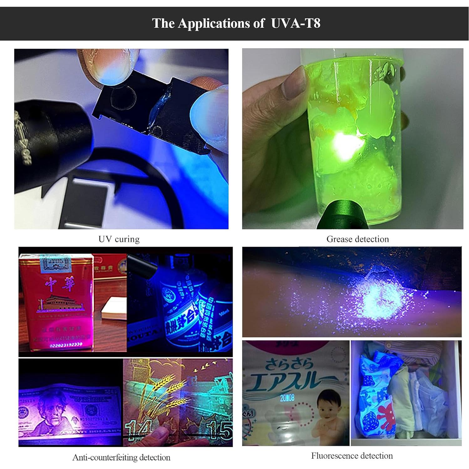 Linterna UV TactEagle UVA-T8 365nm para Orina y Manchas