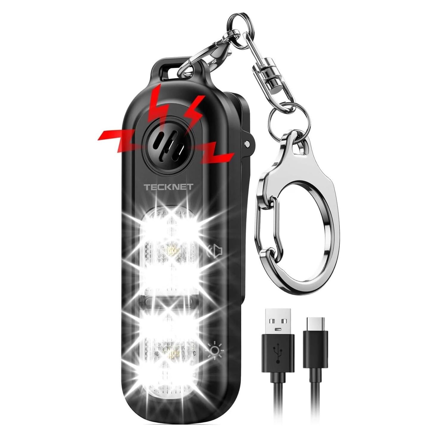 Alarma Personal TECKNET 135dB con Luz Estroboscópica IPX4