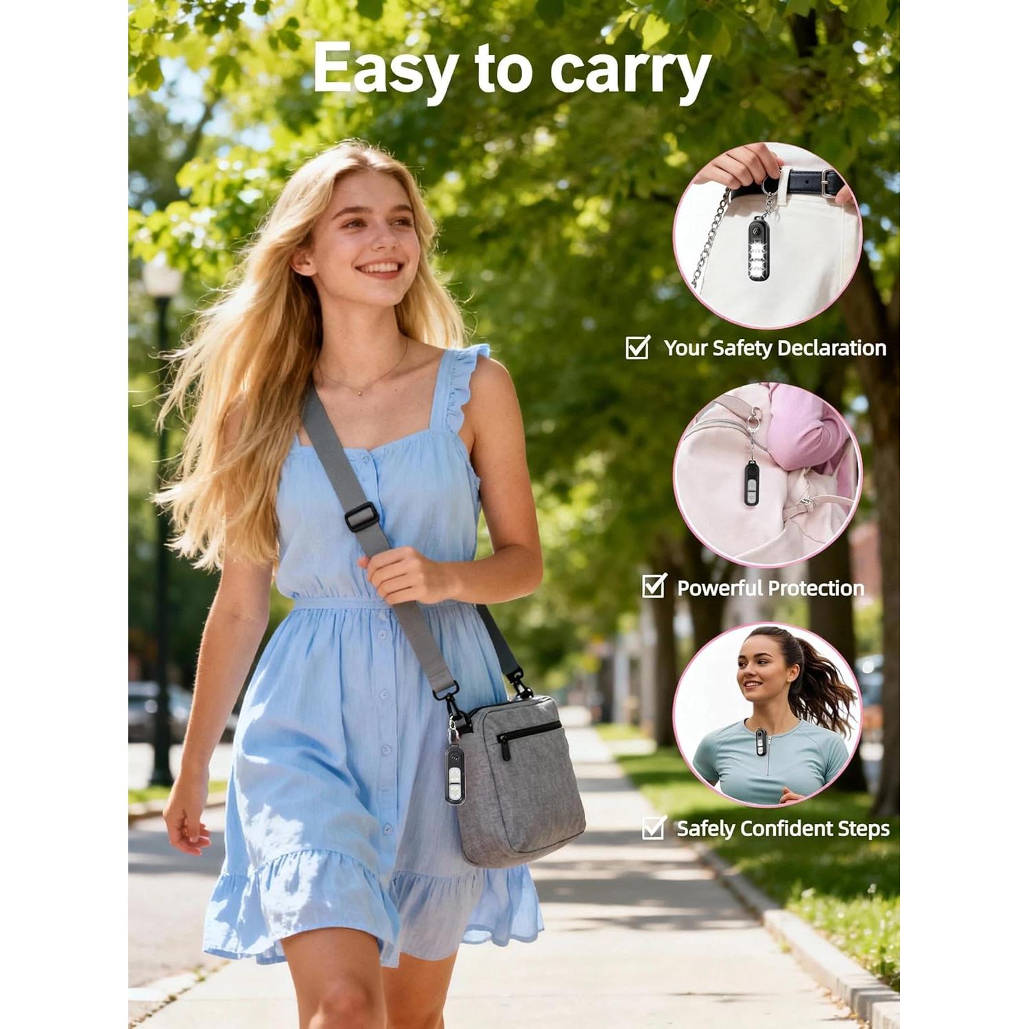 Alarma Personal TECKNET 135dB con Luz Estroboscópica IPX4