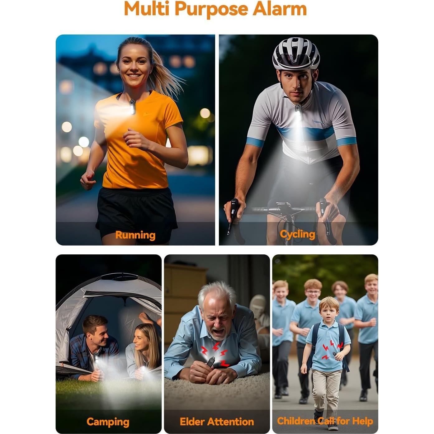 Alarma Personal TECKNET 135dB con Luz Estroboscópica IPX4