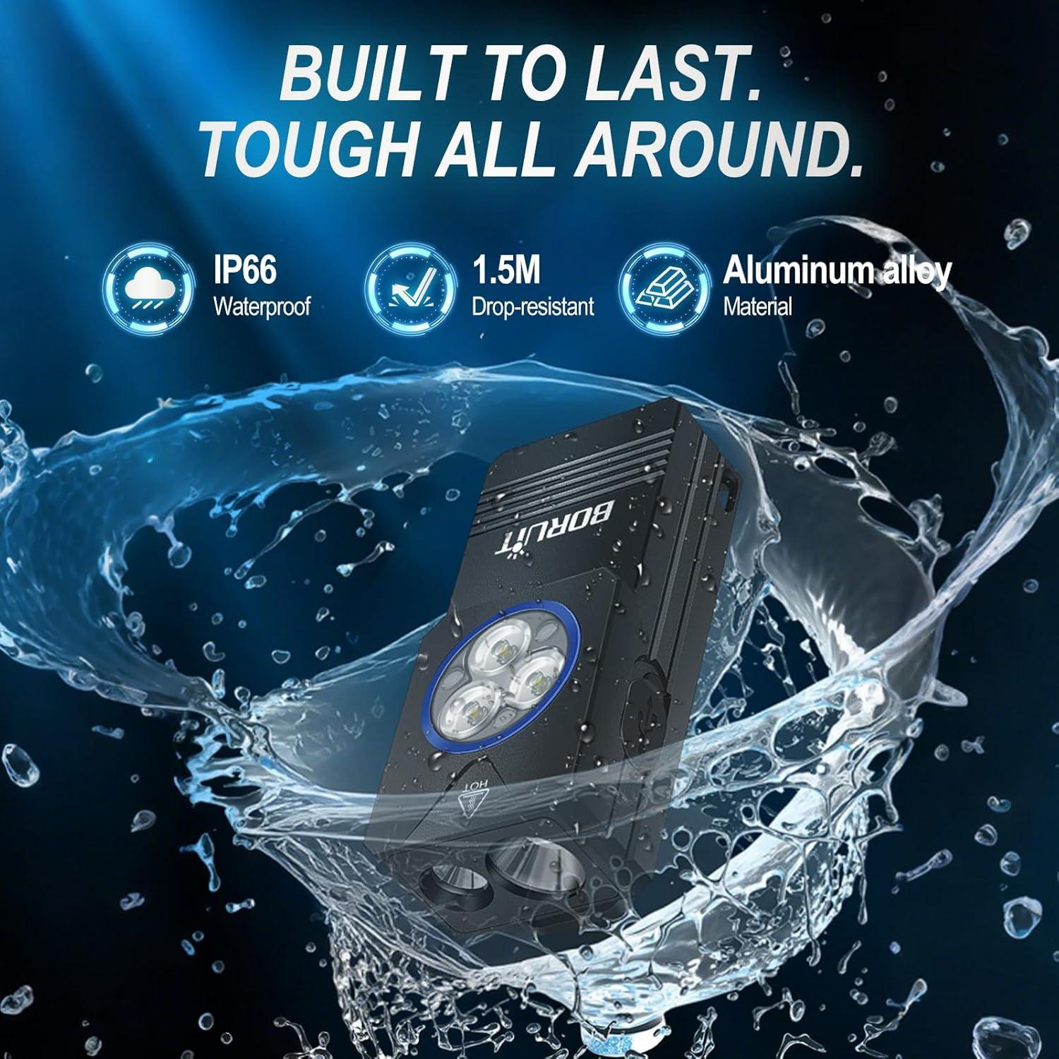 Linterna Mini BORUIT EV30 USB-C 550 Lúmenes UV 365nm IP66