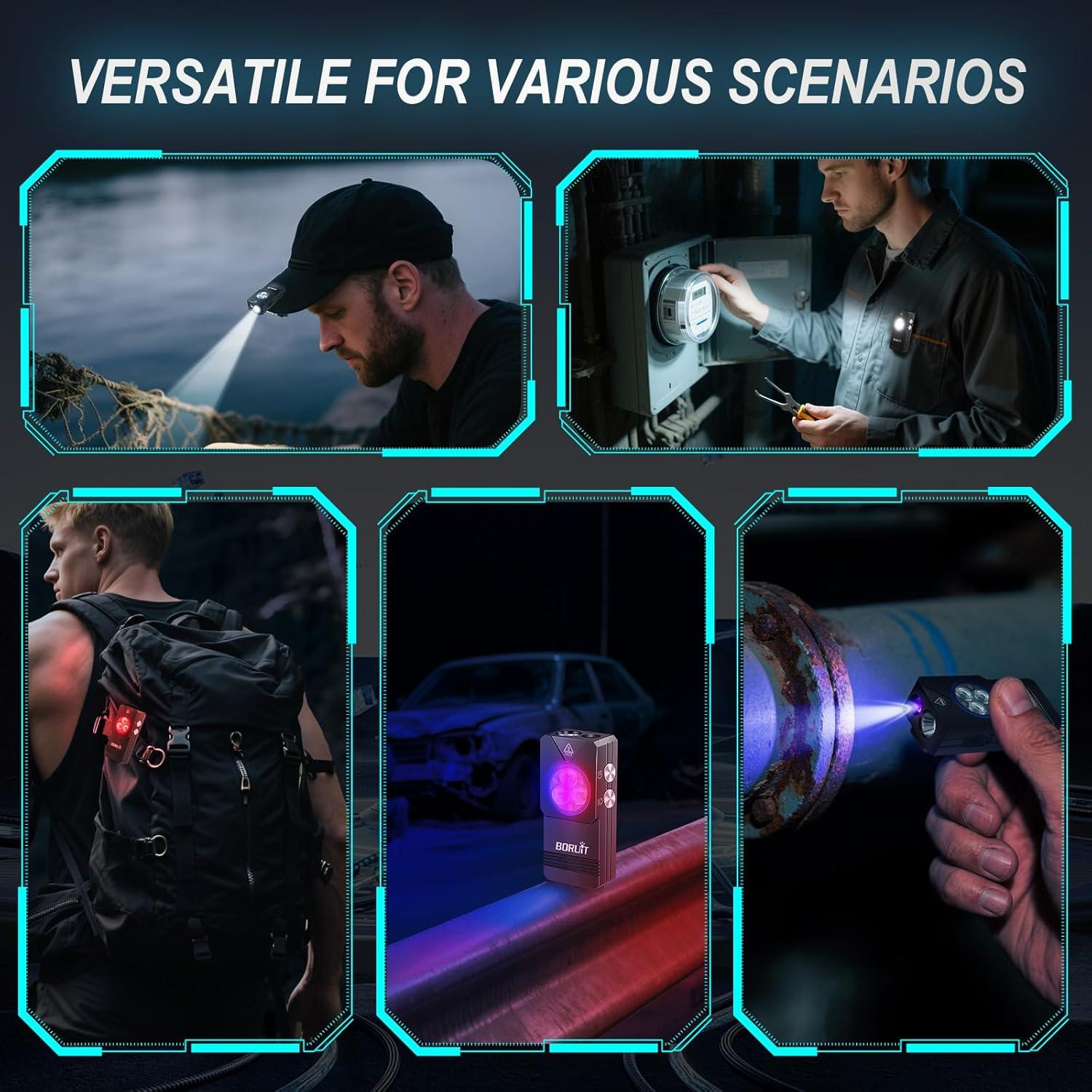 Linterna Mini BORUIT EV30 USB-C 550 Lúmenes UV 365nm IP66