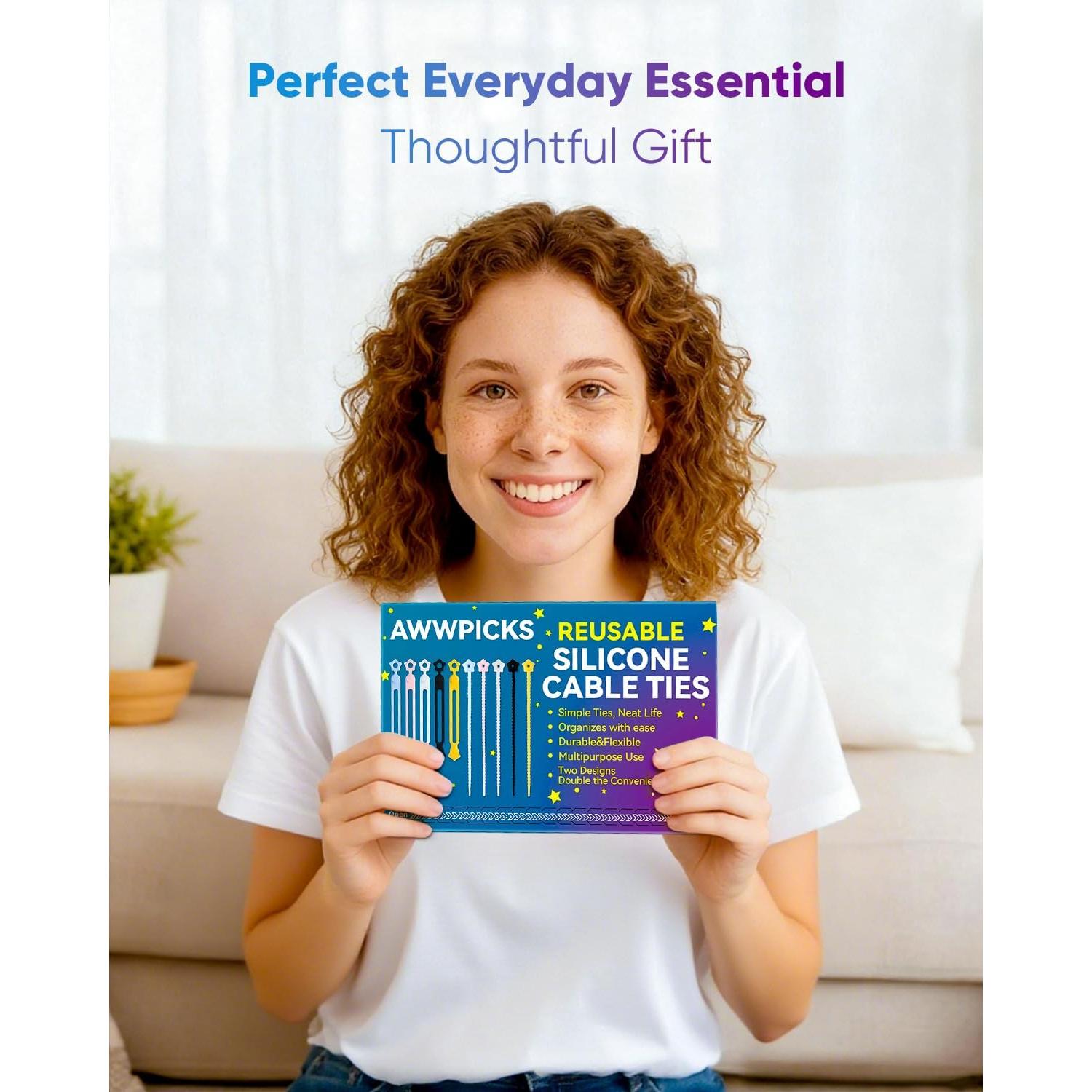 Paquete de 52 Bridas de Silicona KLKE para Organización de Cables