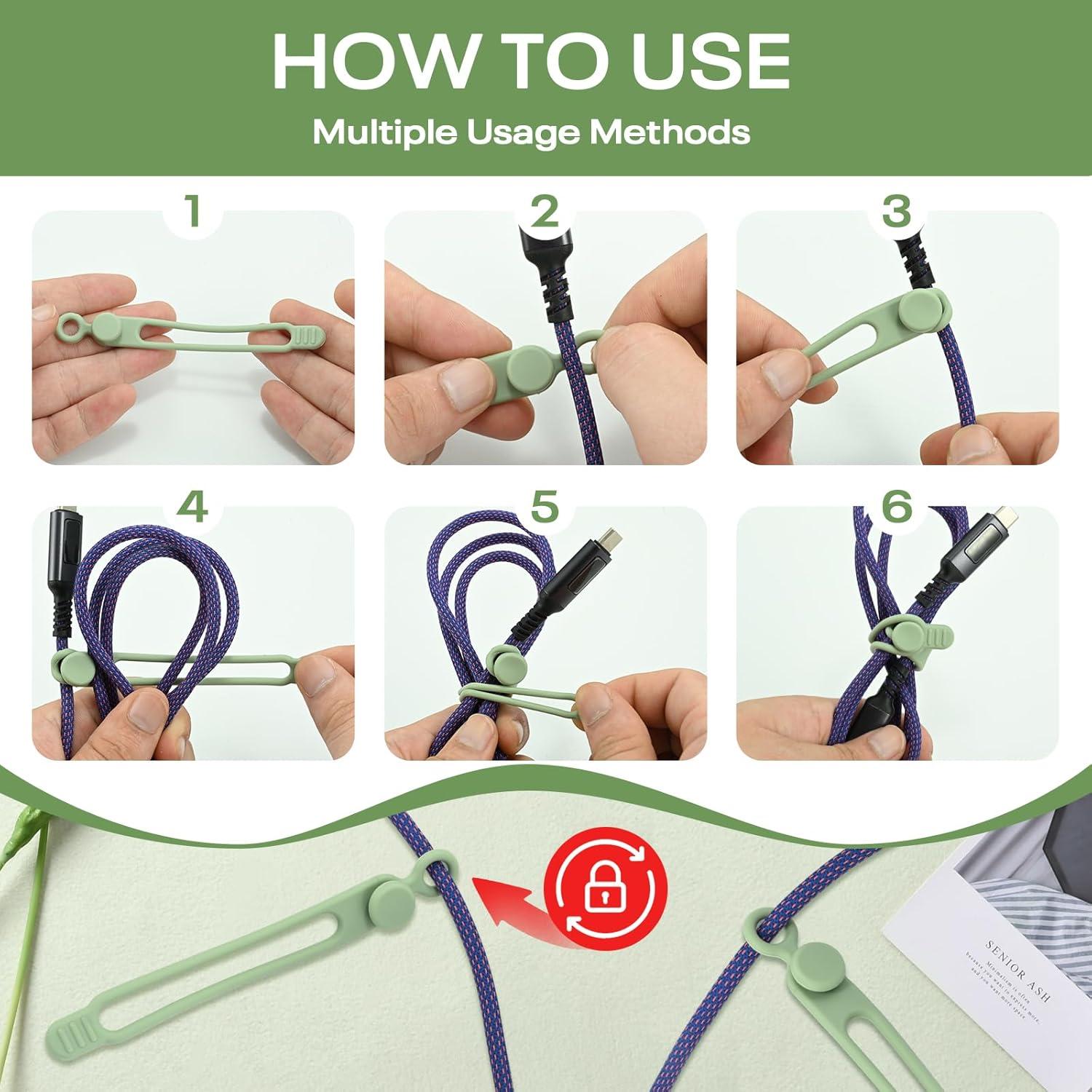 Bridas de Silicona Reutilizables CozyNestMo - 18 Piezas, 6 Colores