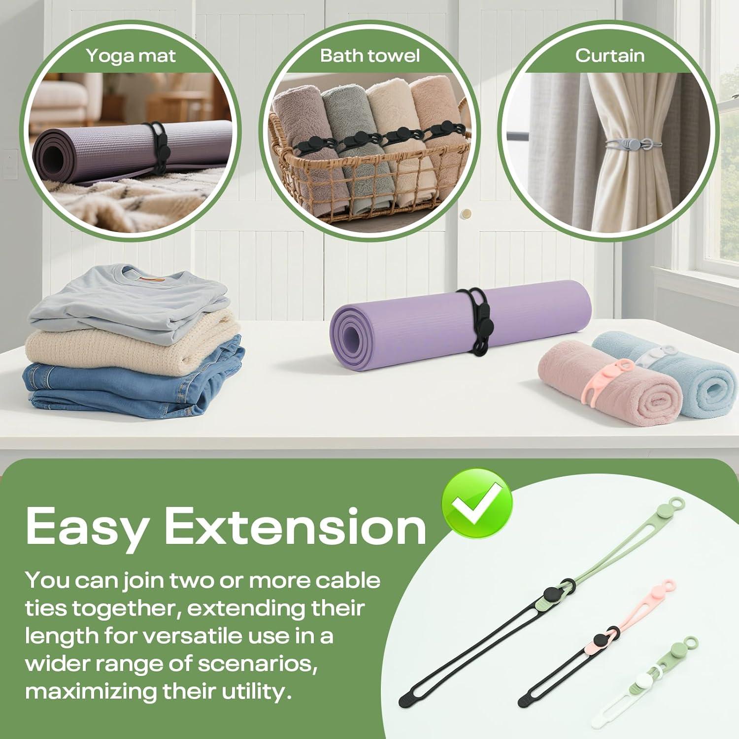 Bridas de Silicona Reutilizables CozyNestMo - 18 Piezas, 6 Colores