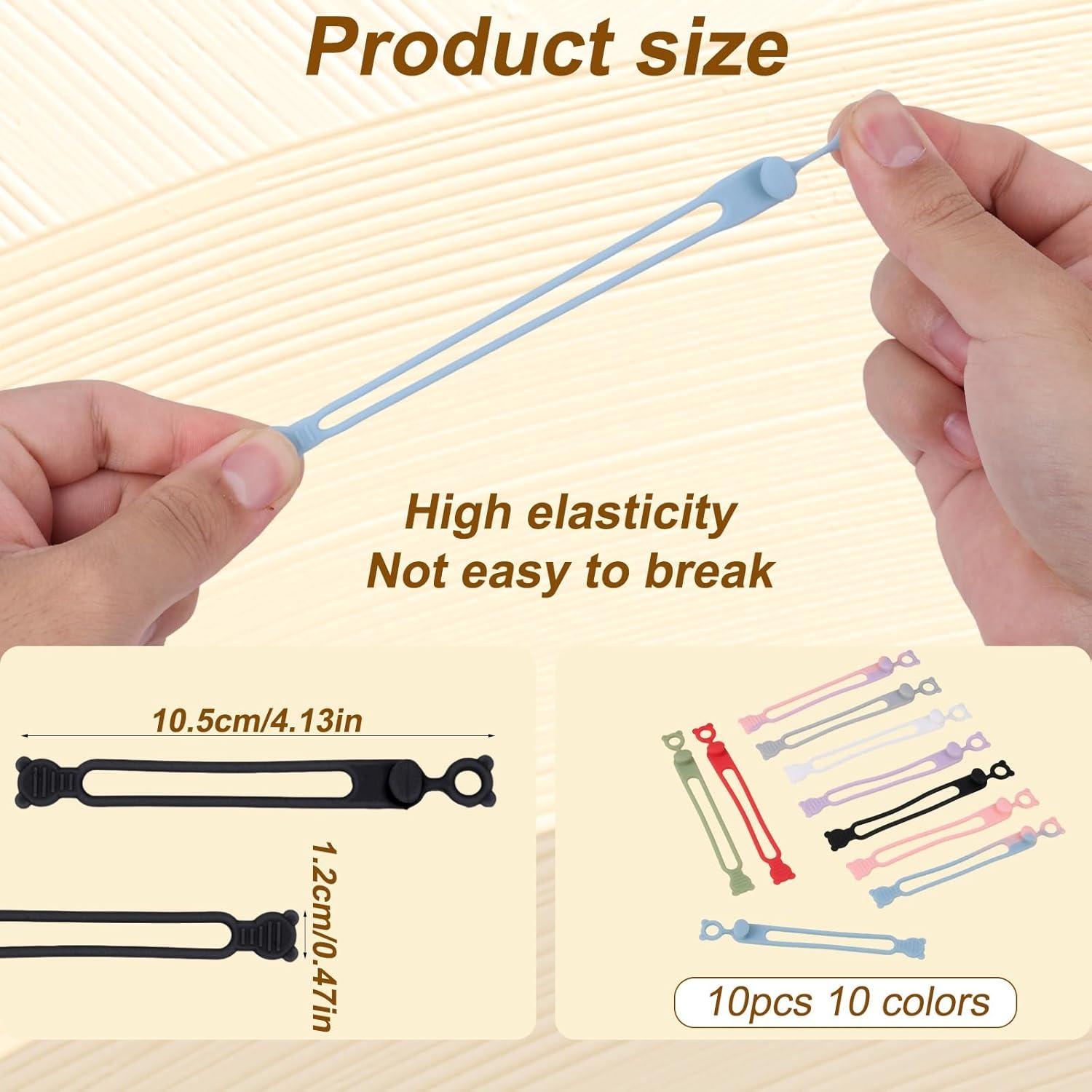 10 Sujetadores de Cable de Silicona Fukaisu Coloridos 10.5cm