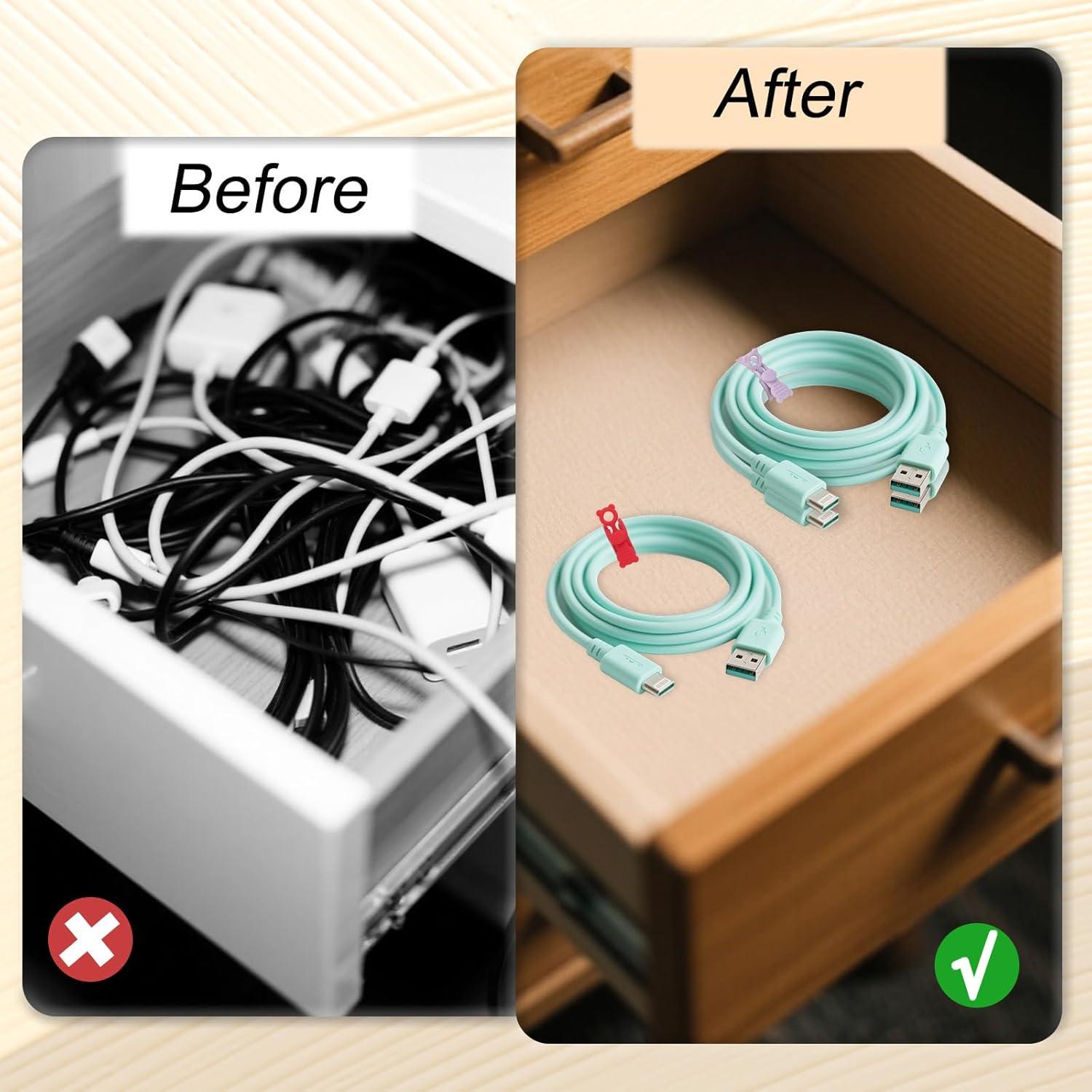 10 Sujetadores de Cable de Silicona Fukaisu Coloridos 10.5cm