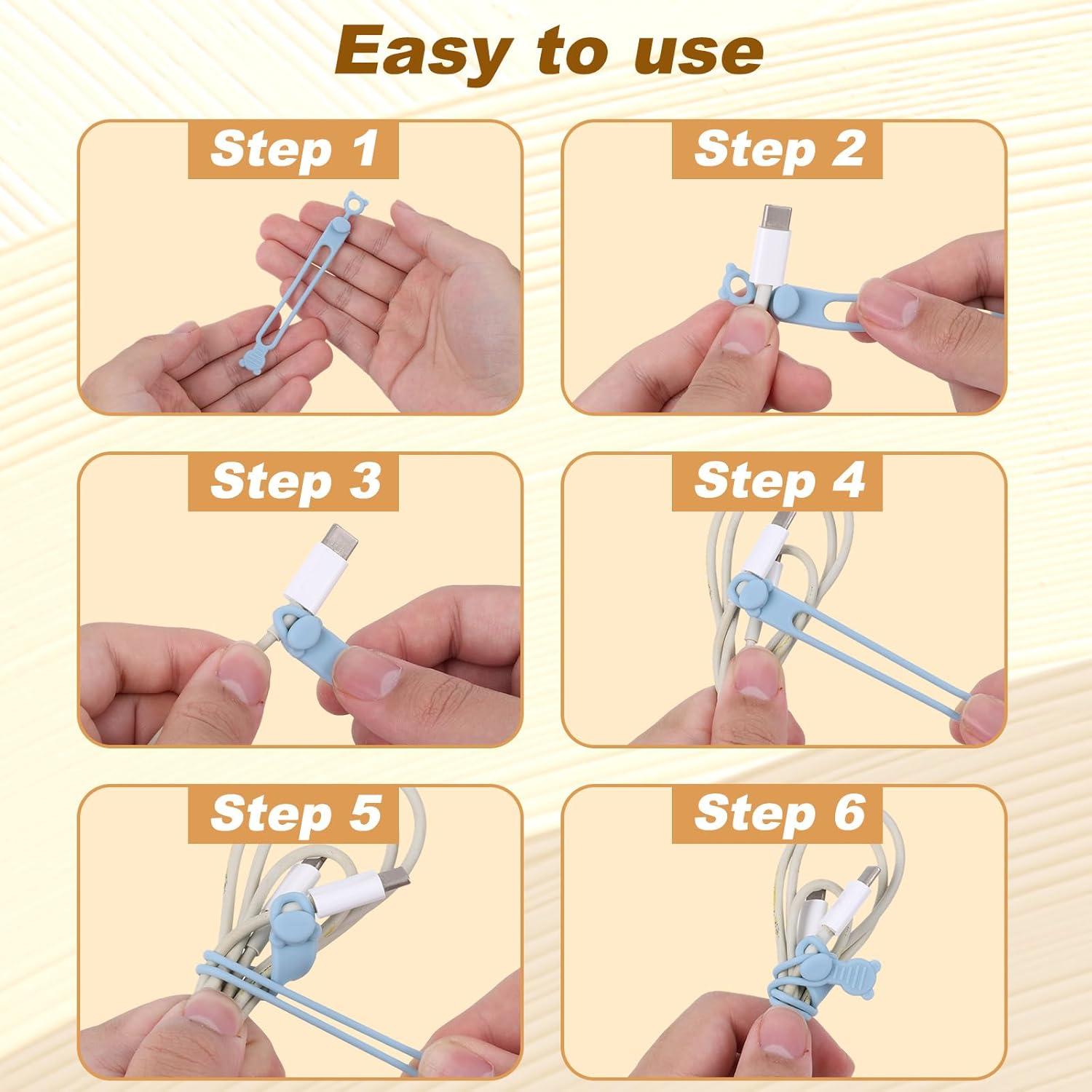 10 Sujetadores de Cable de Silicona Fukaisu Coloridos 10.5cm