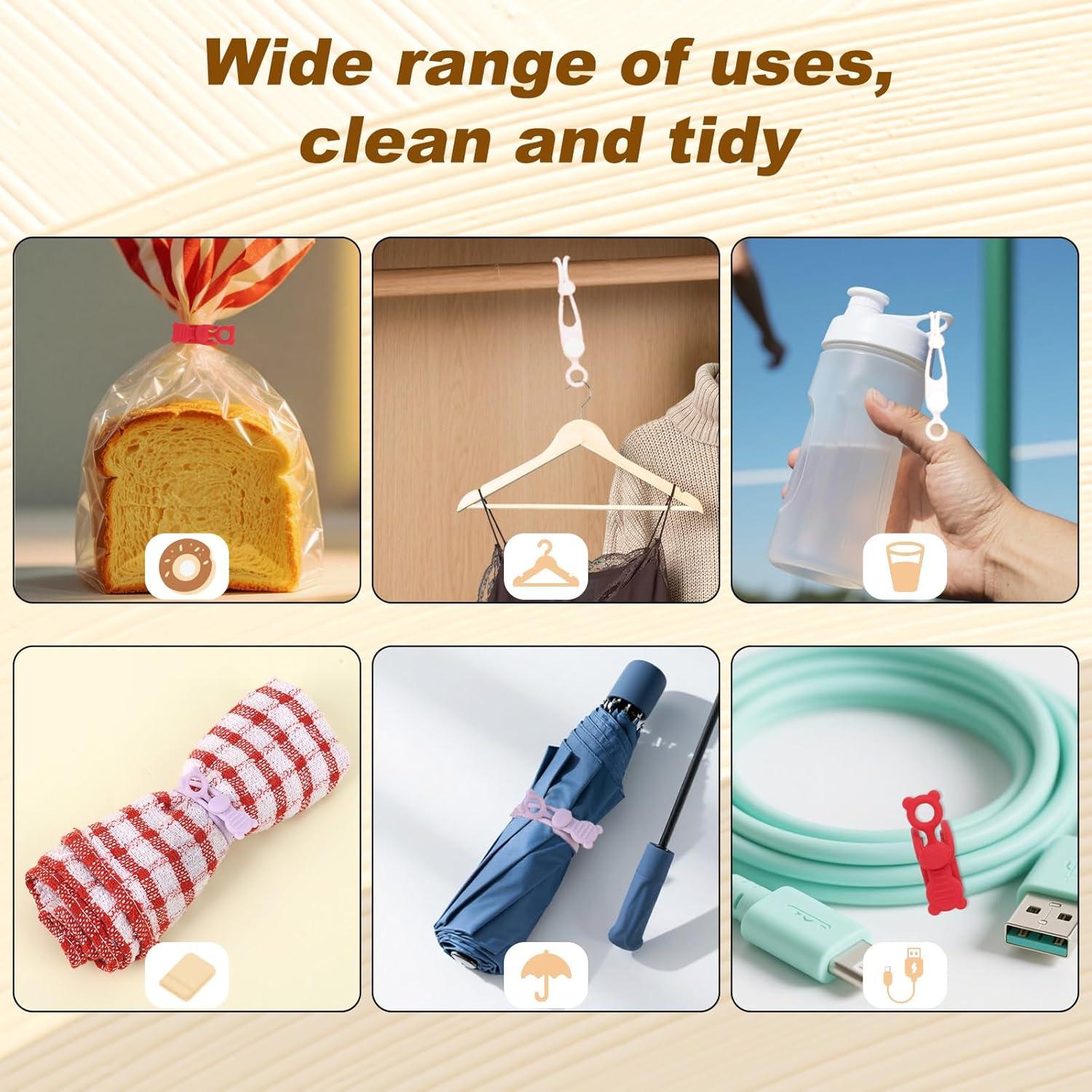 10 Sujetadores de Cable de Silicona Fukaisu Coloridos 10.5cm