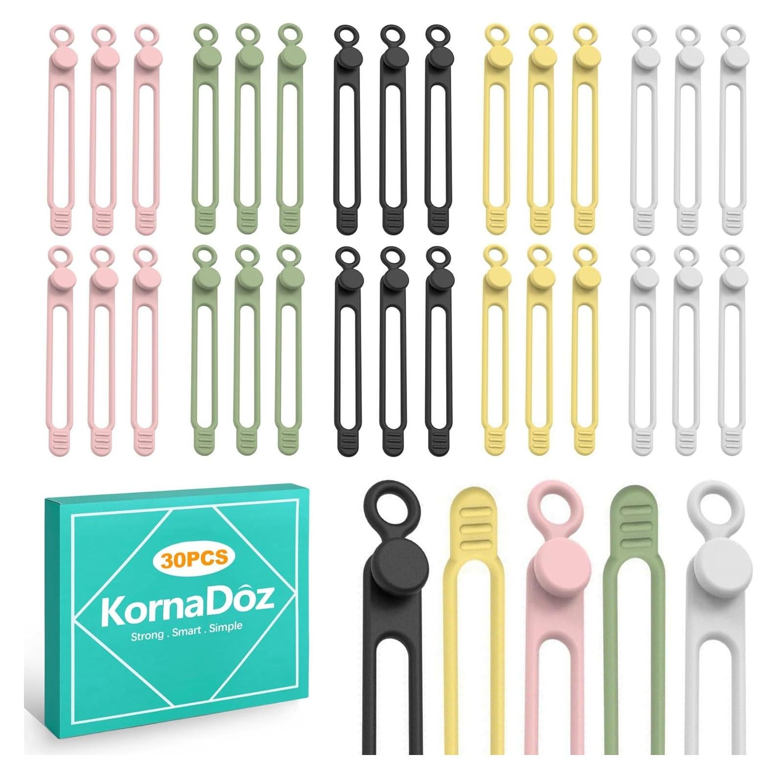 30 Sujetadores de Cable de Silicona KornaDoz Multicolor