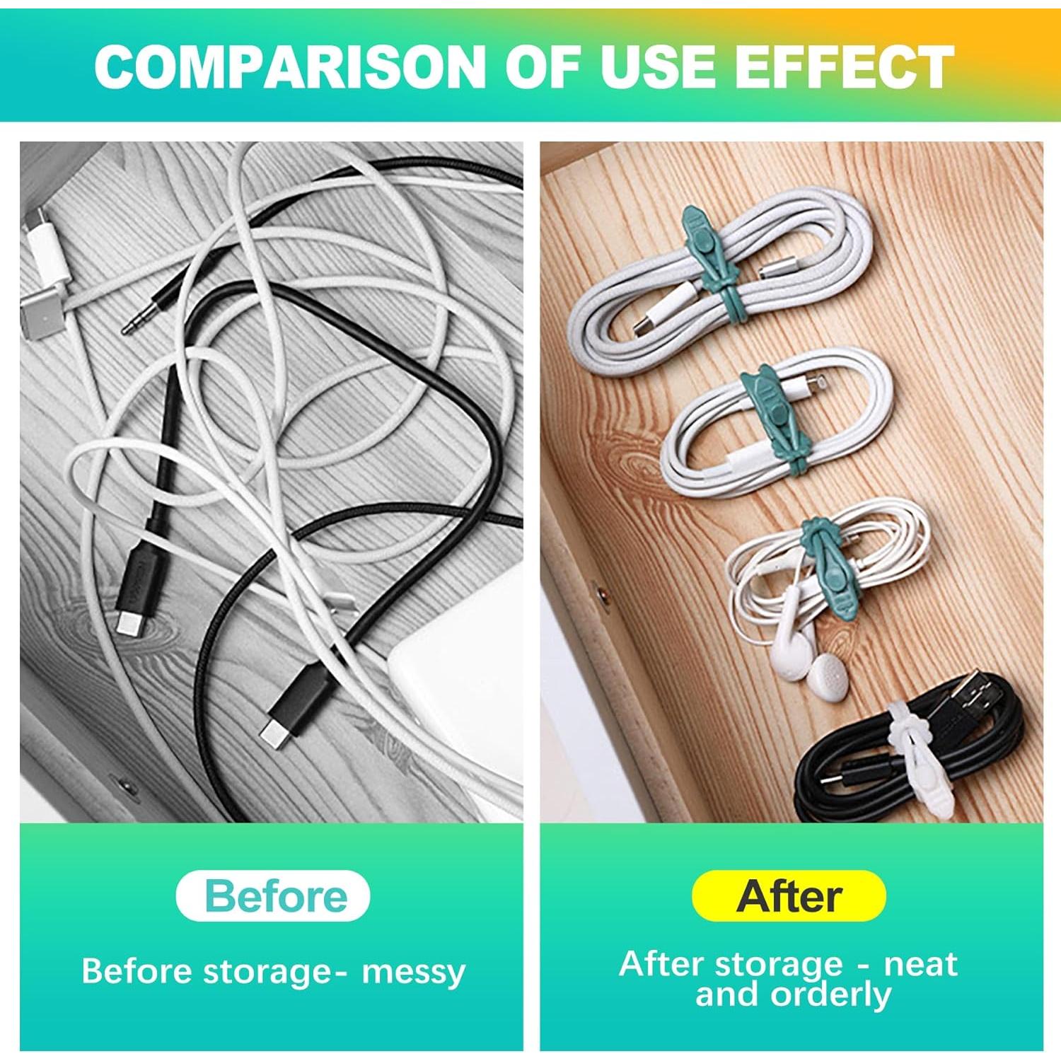 30 Sujetadores de Cable de Silicona KornaDoz Multicolor