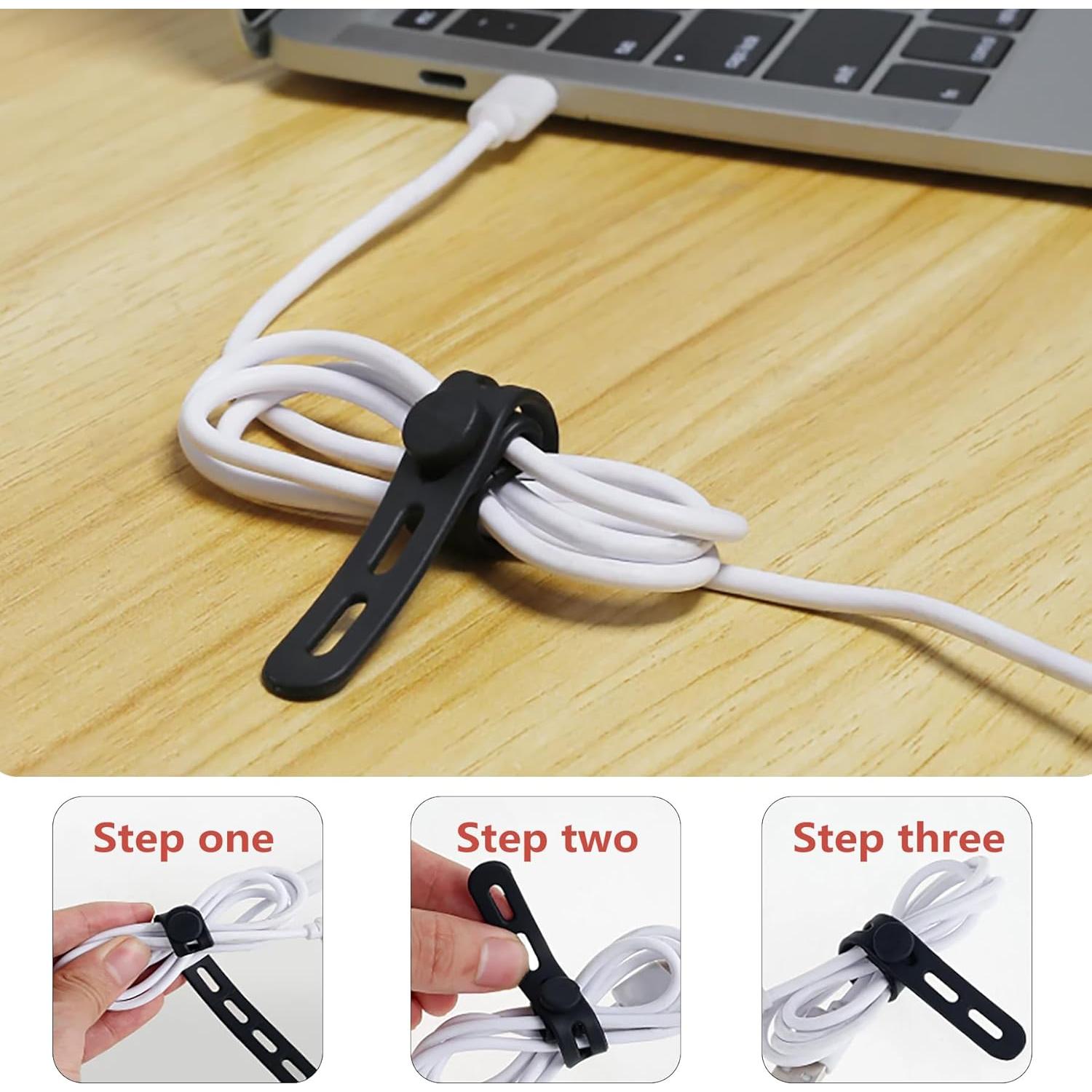 Silicone Cable Ties 12 pack, Reusable,Washable Wire-Data Cable Organizer,Electrical Cord Ties with Lock Buckle,Travel & Home Accessories,Tnkcter