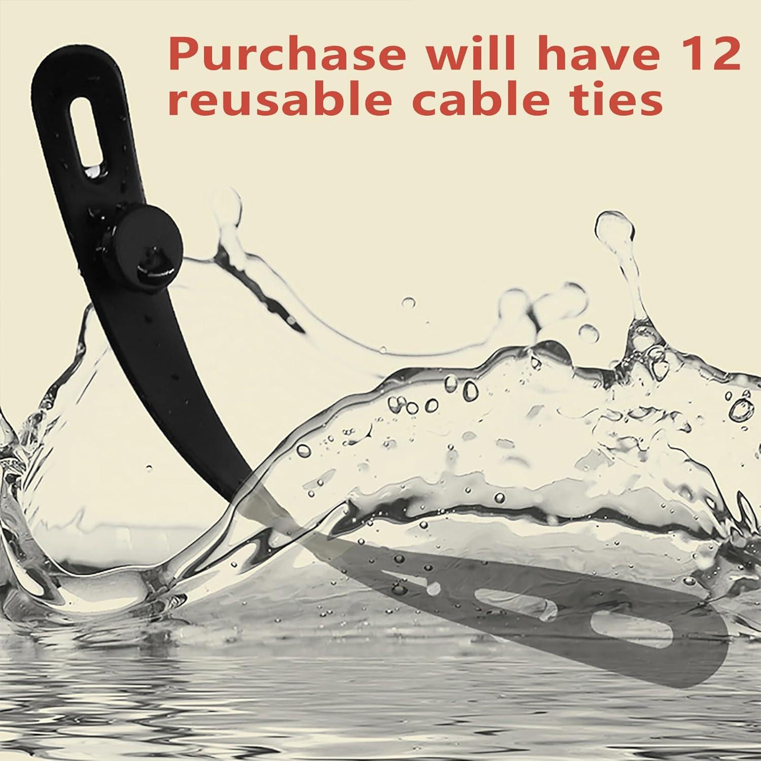 Silicone Cable Ties 12 pack, Reusable,Washable Wire-Data Cable Organizer,Electrical Cord Ties with Lock Buckle,Travel & Home Accessories,Tnkcter