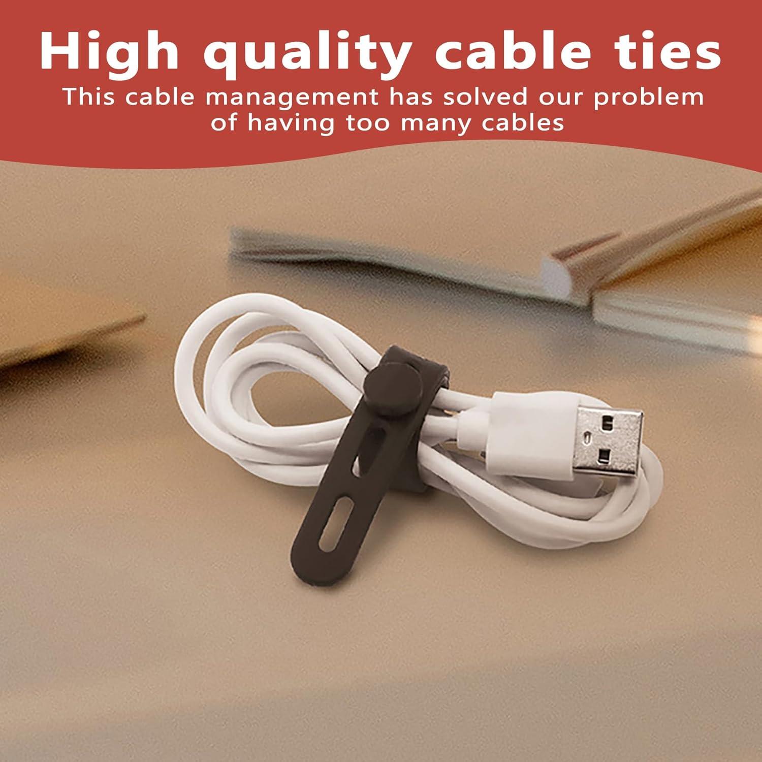 Silicone Cable Ties 12 pack, Reusable,Washable Wire-Data Cable Organizer,Electrical Cord Ties with Lock Buckle,Travel & Home Accessories,Tnkcter