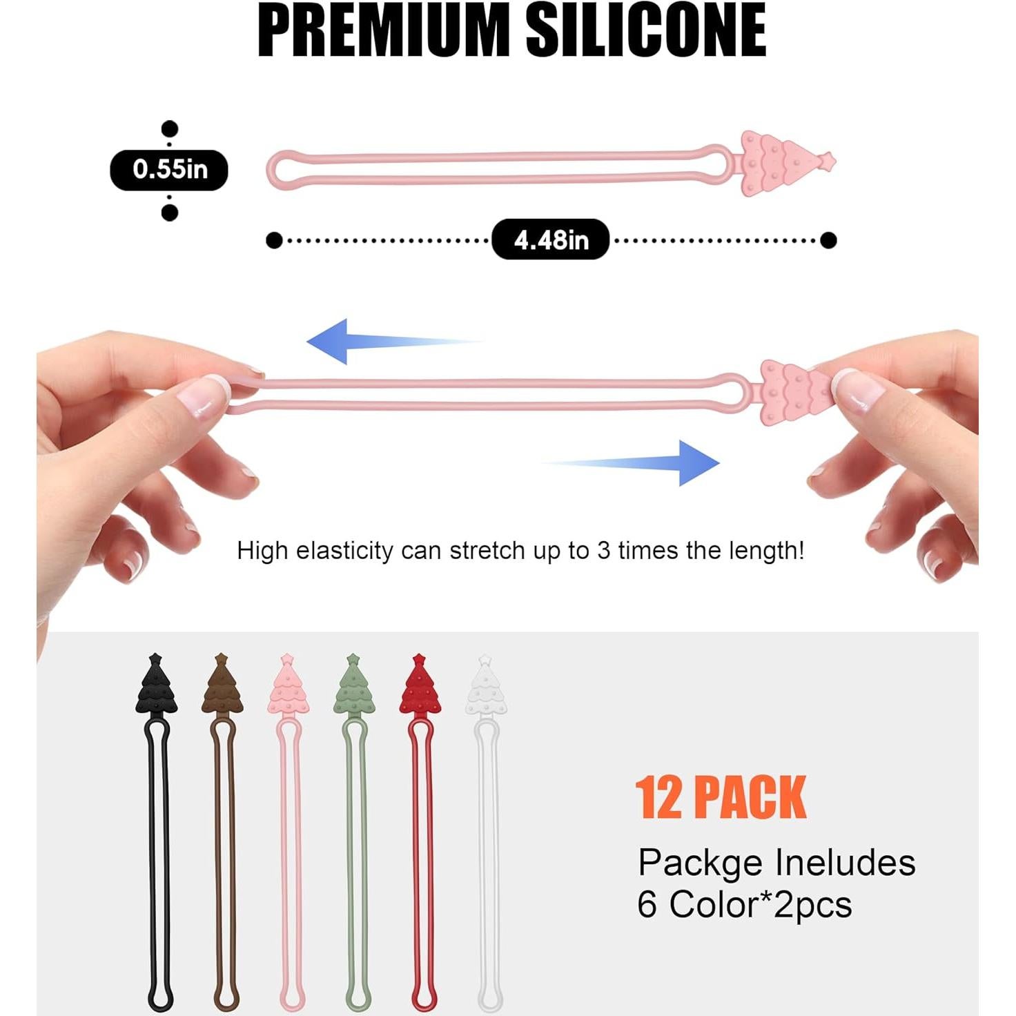 Organizador de Cables de Silicona Nearockle, 12 Piezas Multicolor