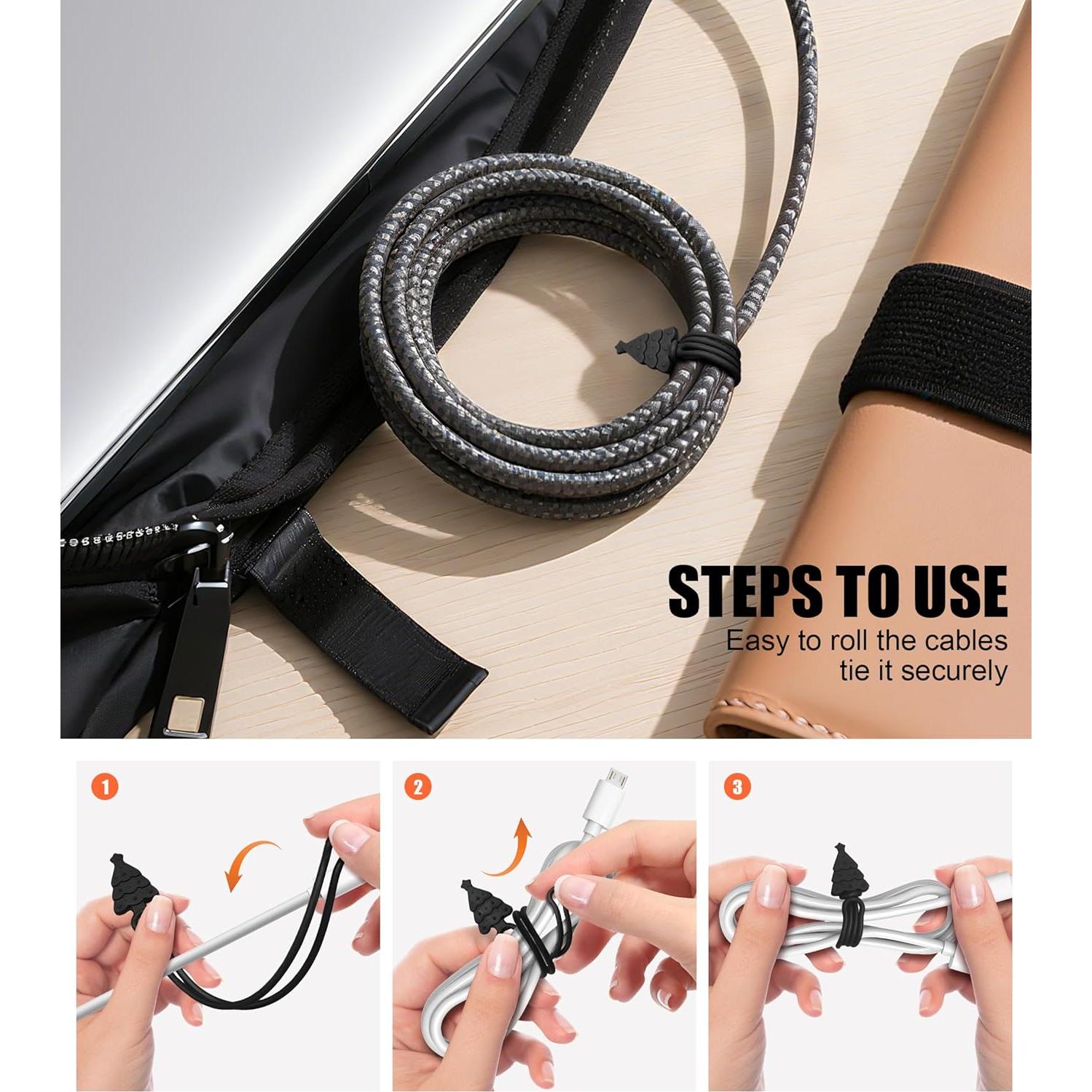 Organizador de Cables de Silicona Nearockle, 12 Piezas Multicolor