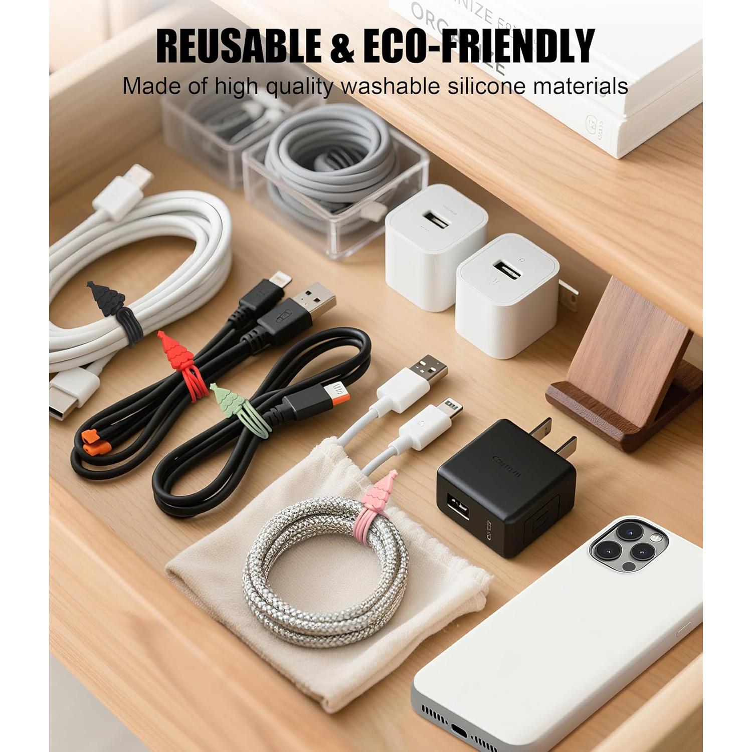 Organizador de Cables de Silicona Nearockle, 12 Piezas Multicolor