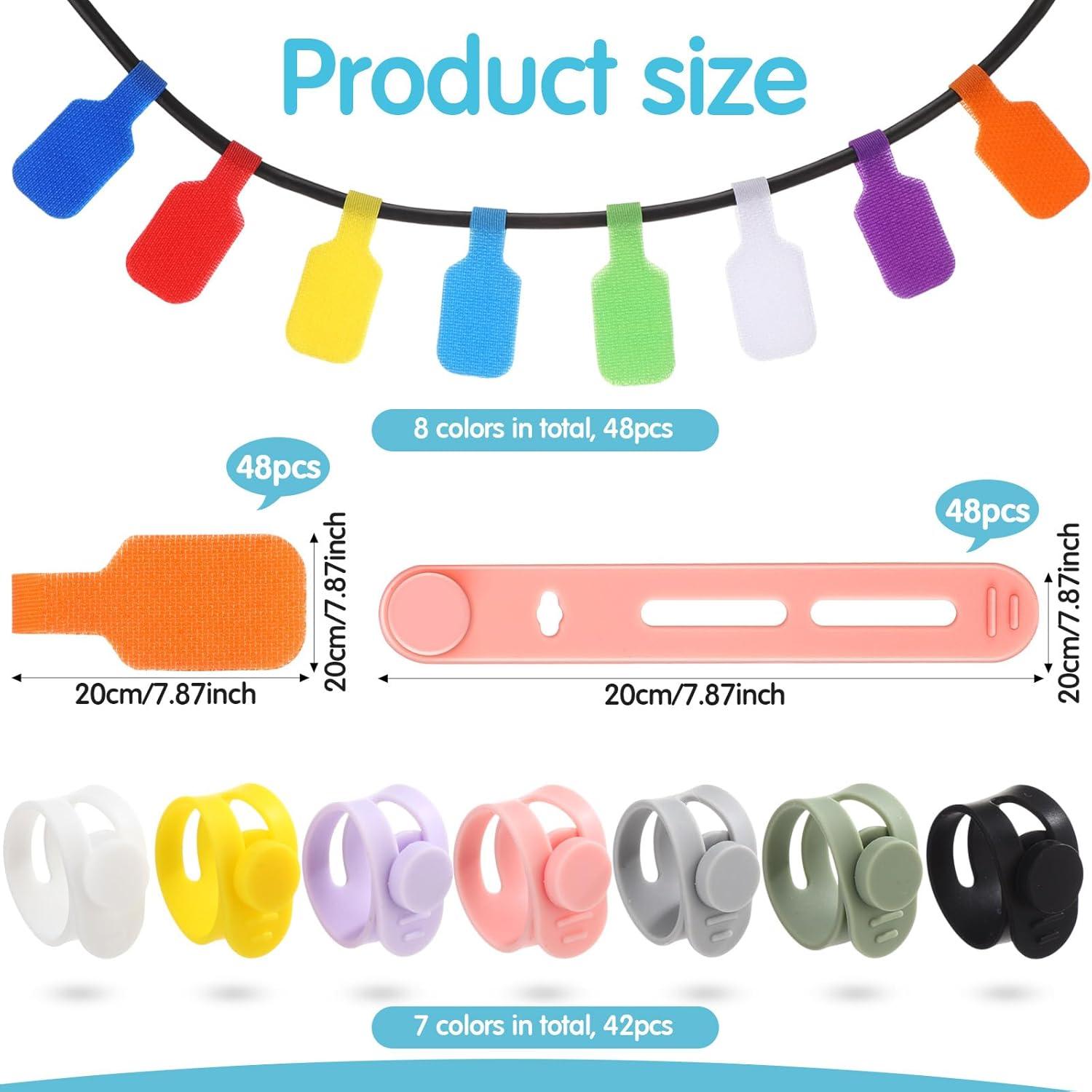 90 Pcs Organizador de Cables Multicolor Ribbonlic - Bridas y Etiquetas