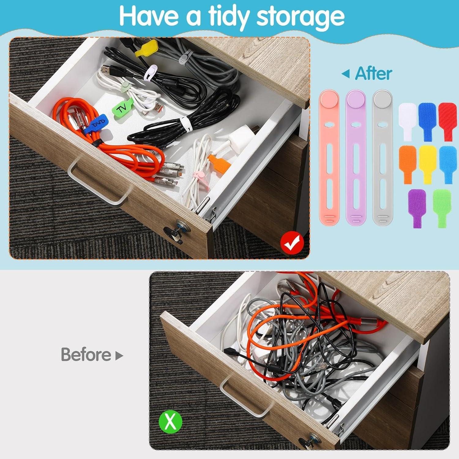 90 Pcs Organizador de Cables Multicolor Ribbonlic - Bridas y Etiquetas