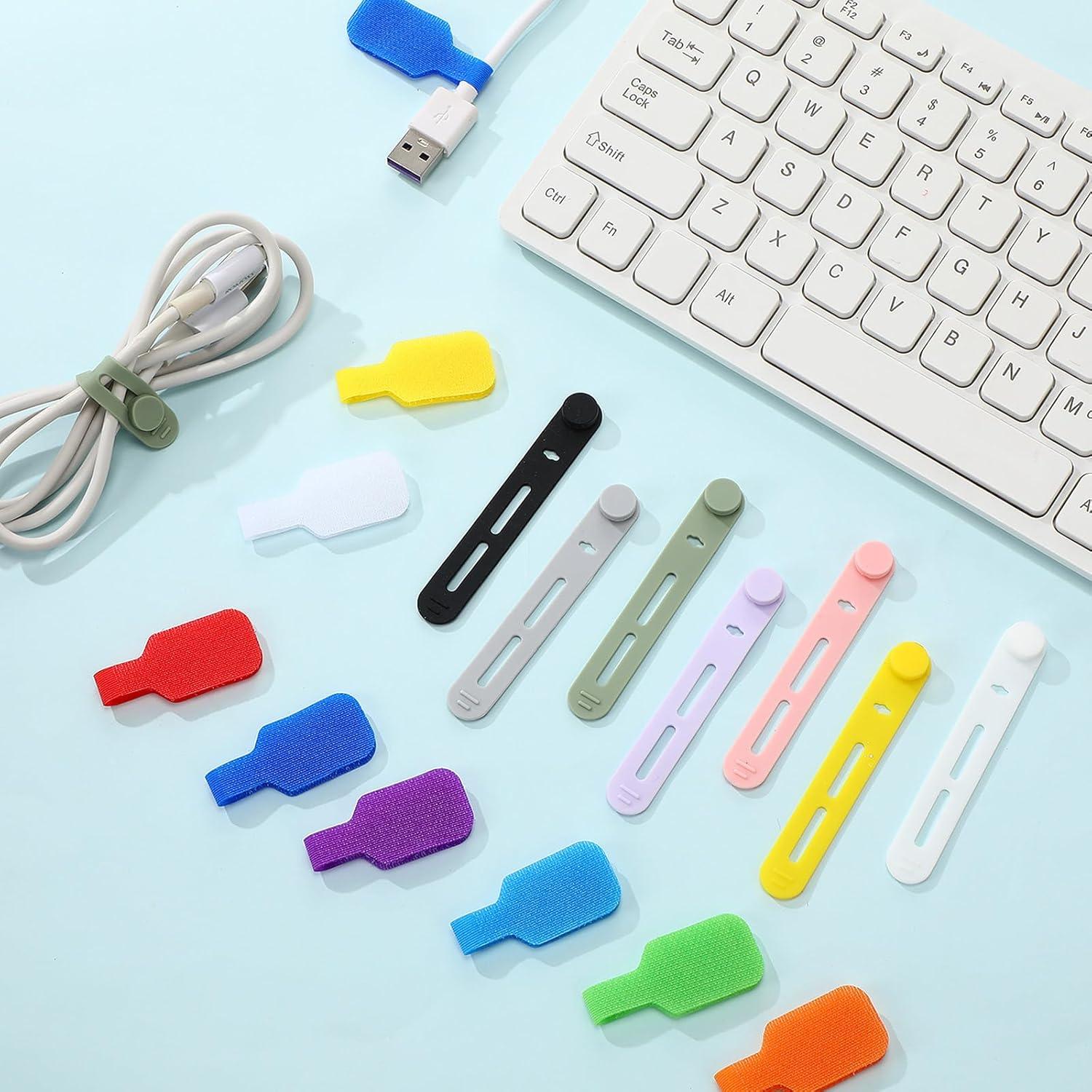 90 Pcs Organizador de Cables Multicolor Ribbonlic - Bridas y Etiquetas