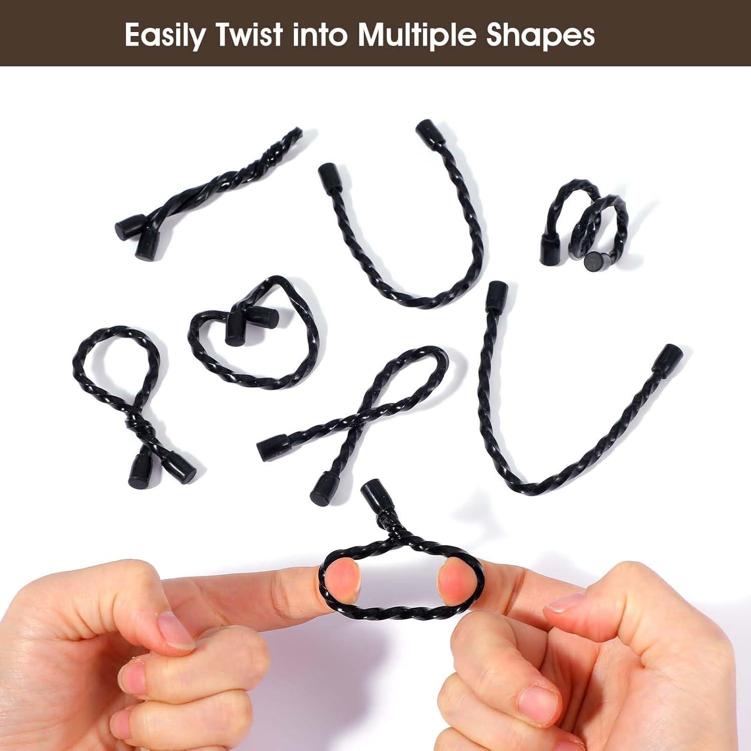 8 Correas de Cable de Silicona Reutilizables Shimmeroo Negras