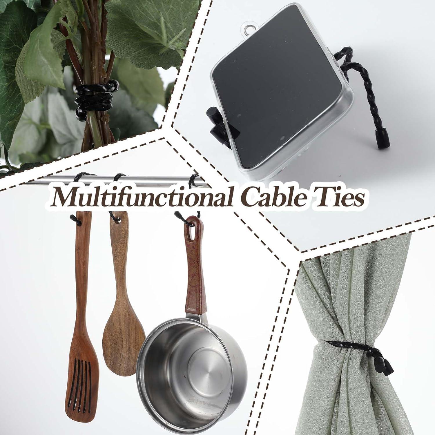 8 Correas de Cable de Silicona Reutilizables Shimmeroo Negras