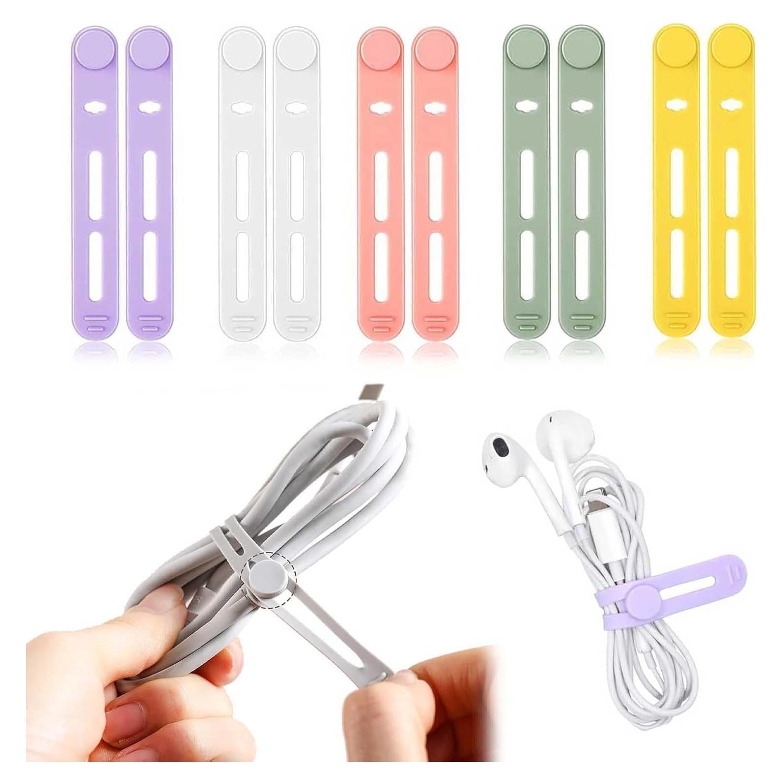 10 Sujetadores de Cable de Silicona ZLQHHYL Multicolor 8x1.2cm