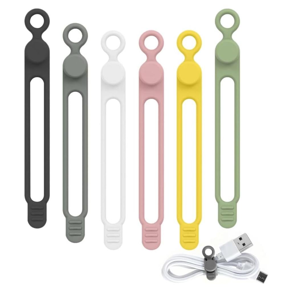 Bridas de Silicona Reutilizables ZYMJBB 6 Pcs para Cables