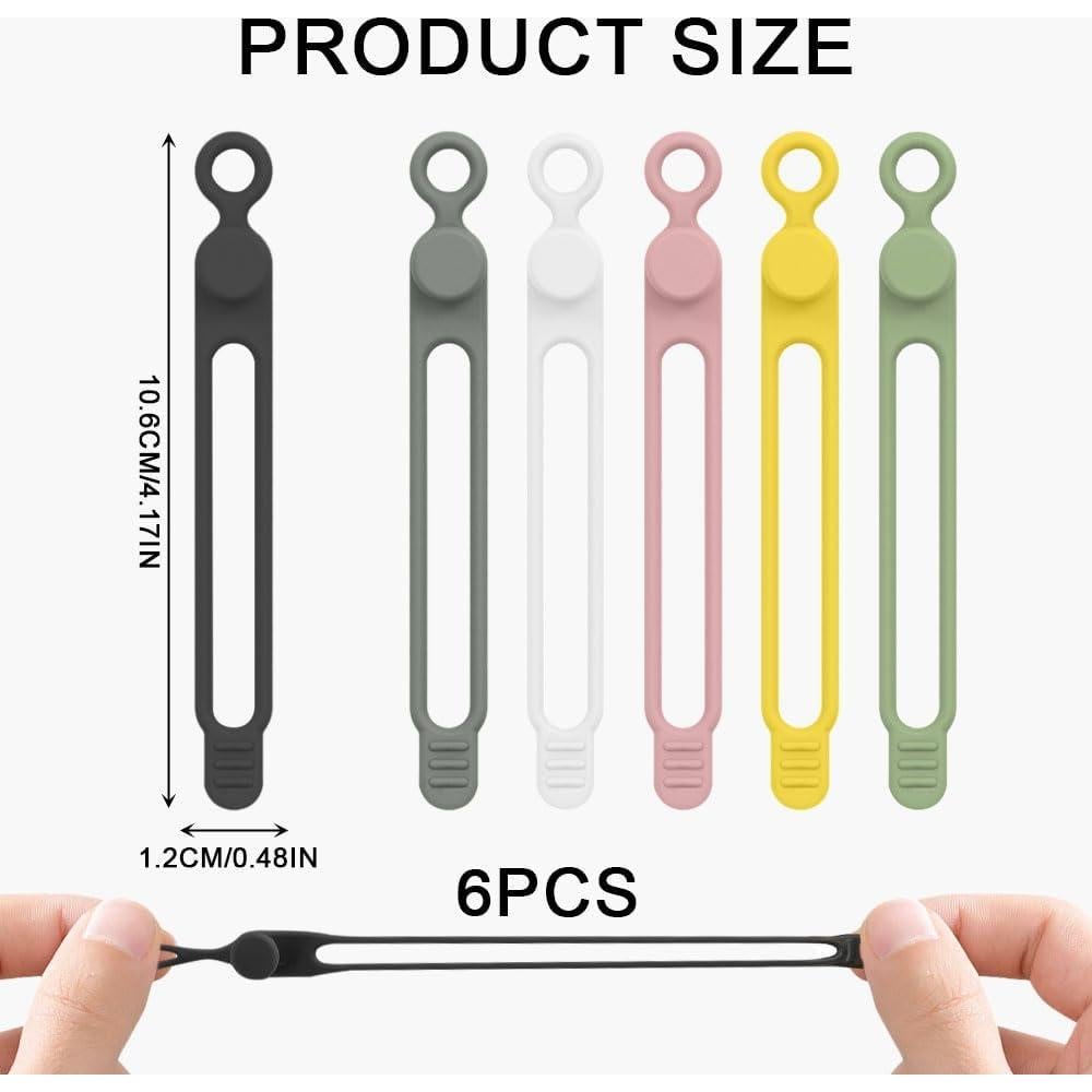 Bridas de Silicona Reutilizables ZYMJBB 6 Pcs para Cables