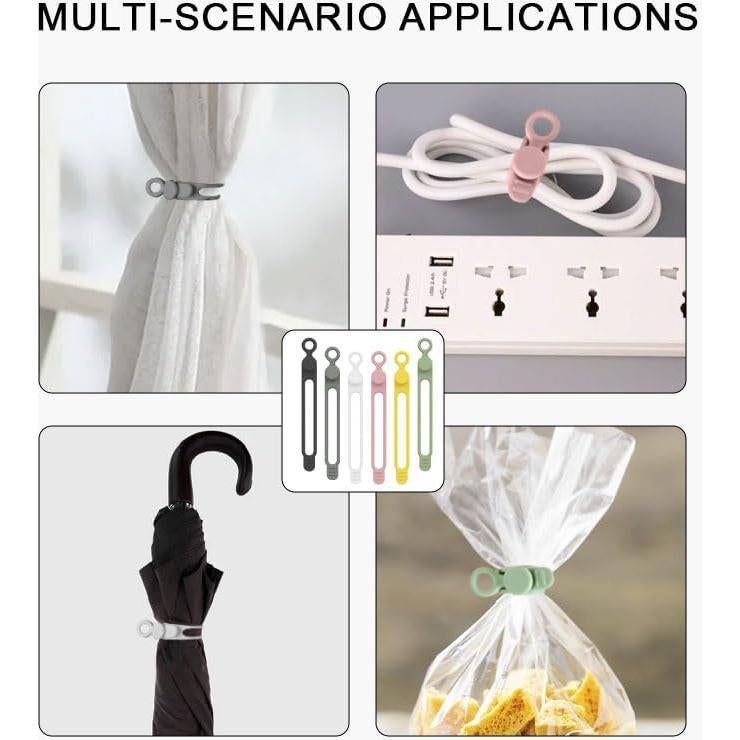 Bridas de Silicona Reutilizables ZYMJBB 6 Pcs para Cables