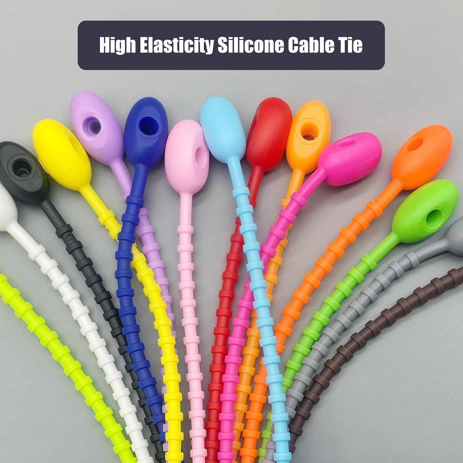 30 Ataduras de Silicona EsyHocm 21.6 cm Multiusos Coloridas